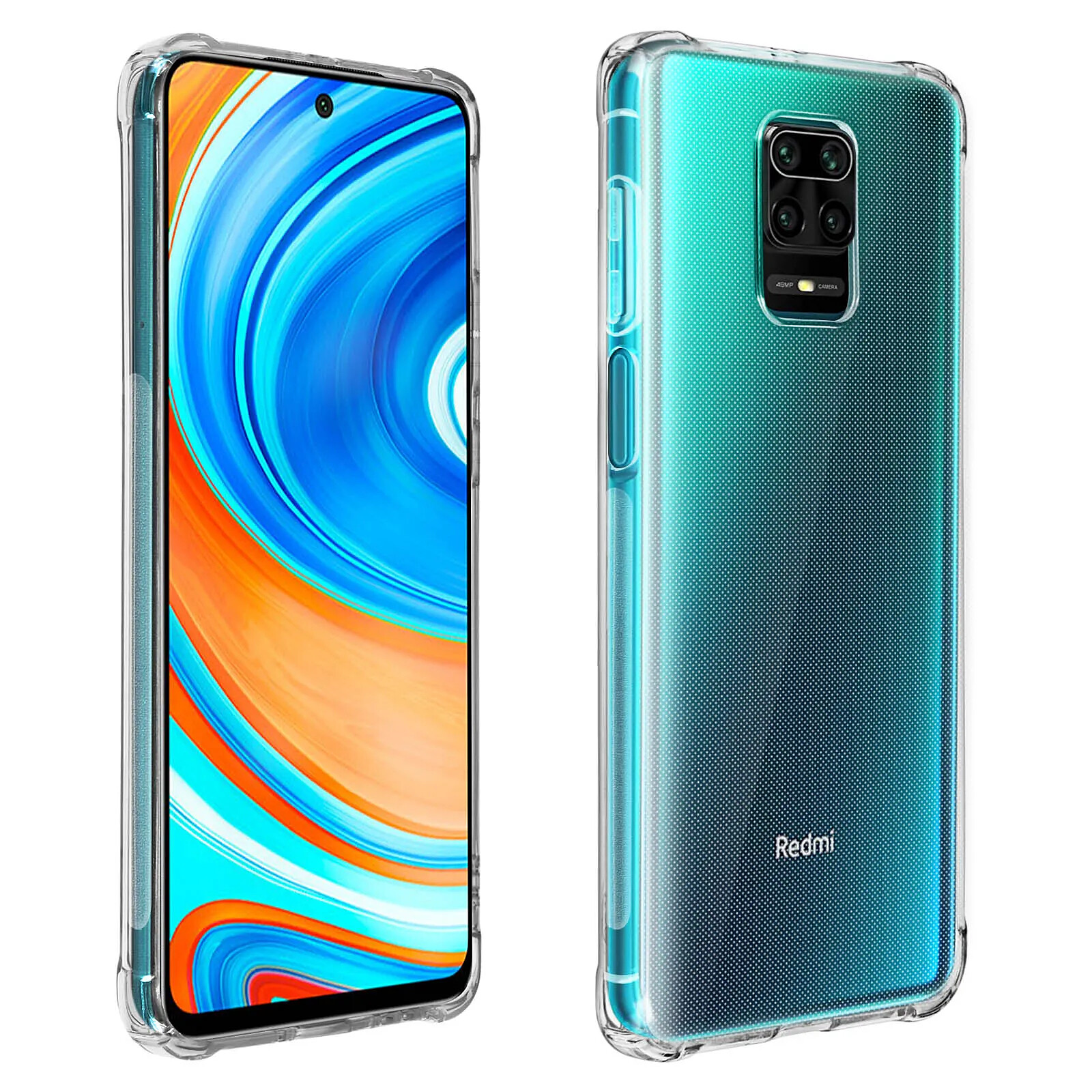 Coque pour Xiaomi Redmi Note 9S/9 Pro/9 Pro Max Flexible Coins Bumper Transparent
