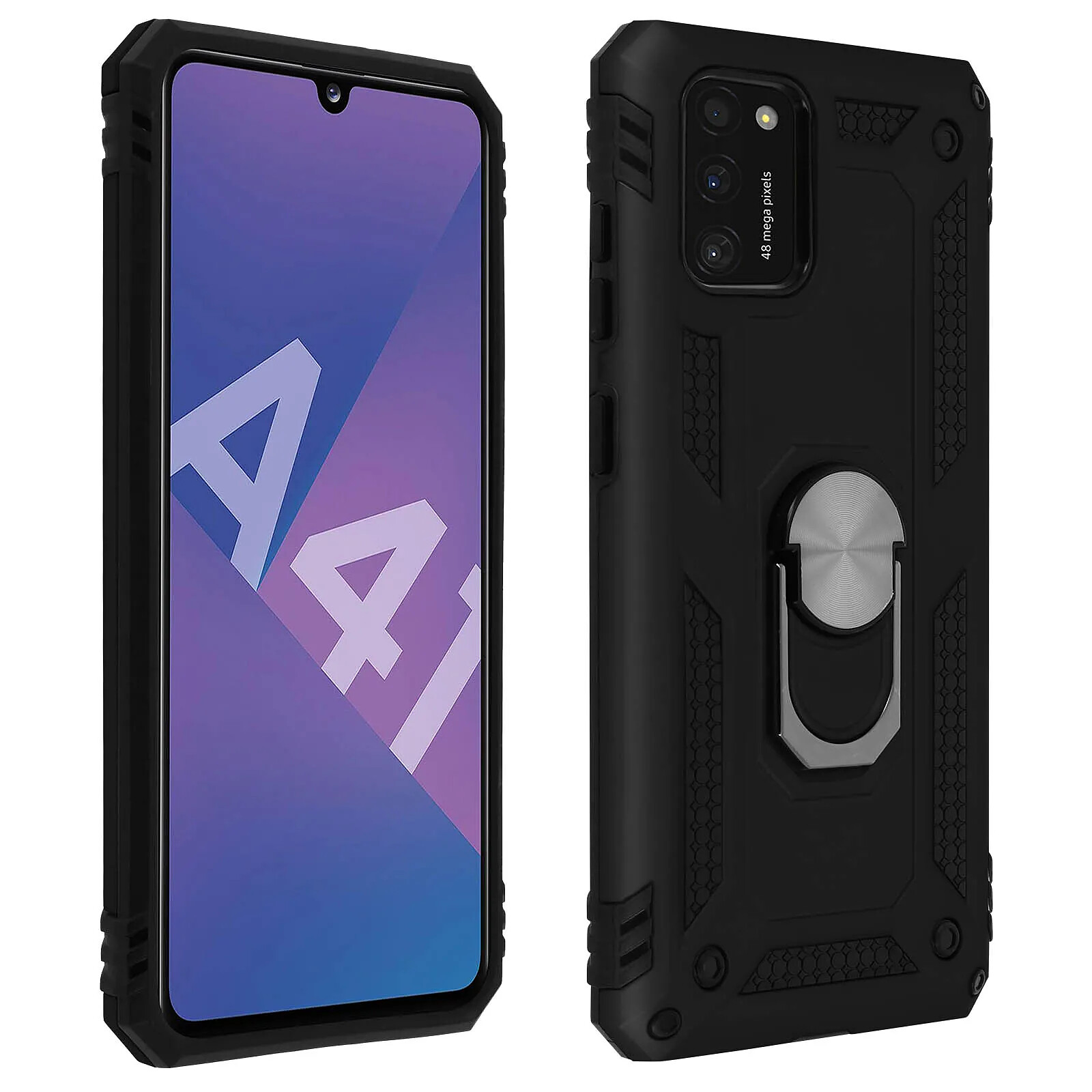 Avizar Coque pour Samsung Galaxy A41 Antichoc bi-matières Bague Support Vidéo