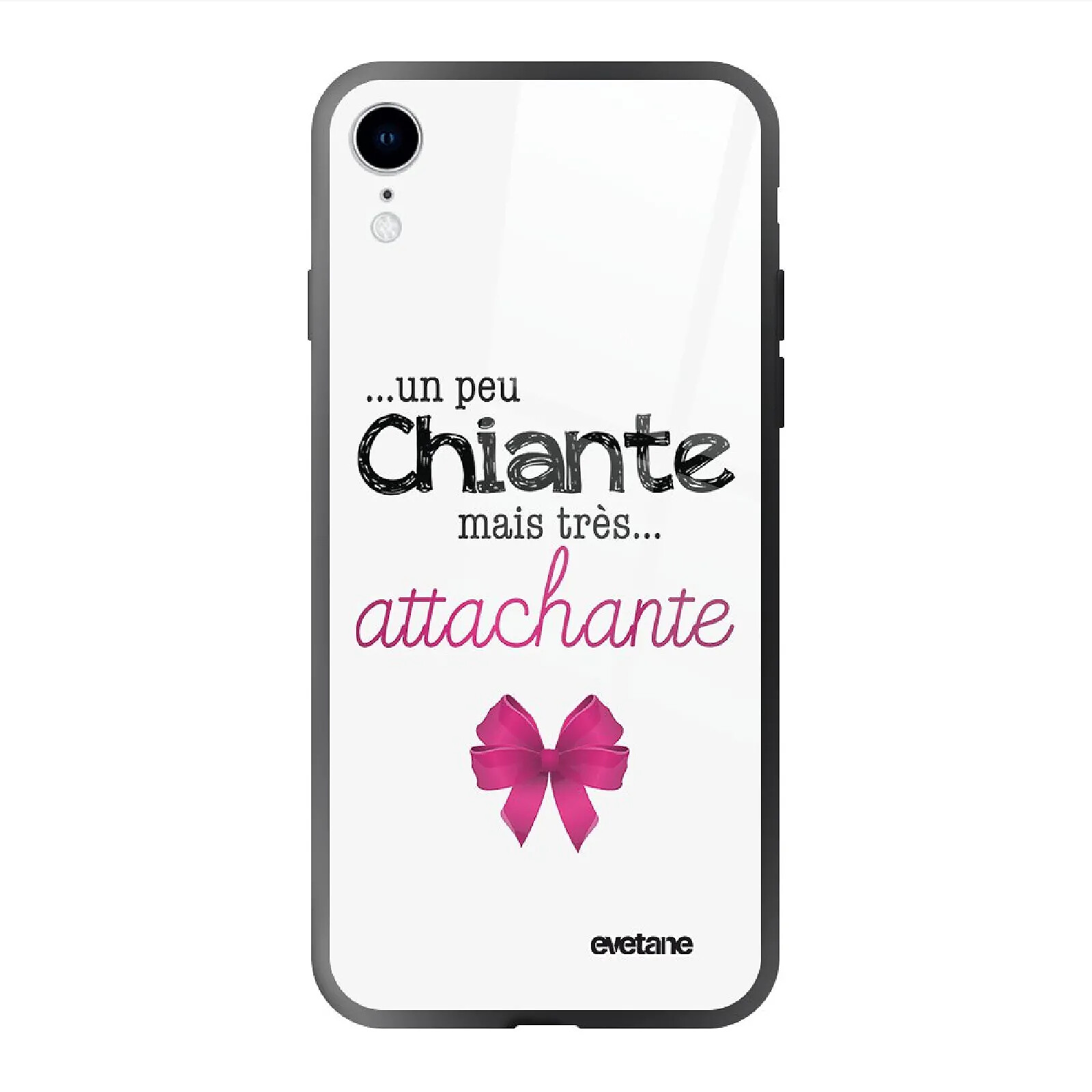 Evetane Coque en verre trempé iPhone Xr Un peu chiante tres attachante .