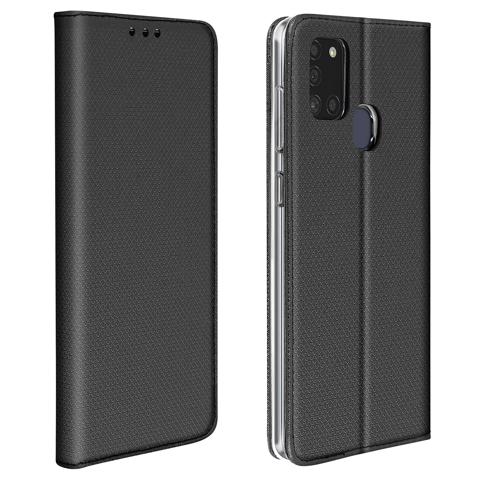 Étui pour Samsung Galaxy A21s Housse Folio Porte-carte Fonction Support Vidéo Noir