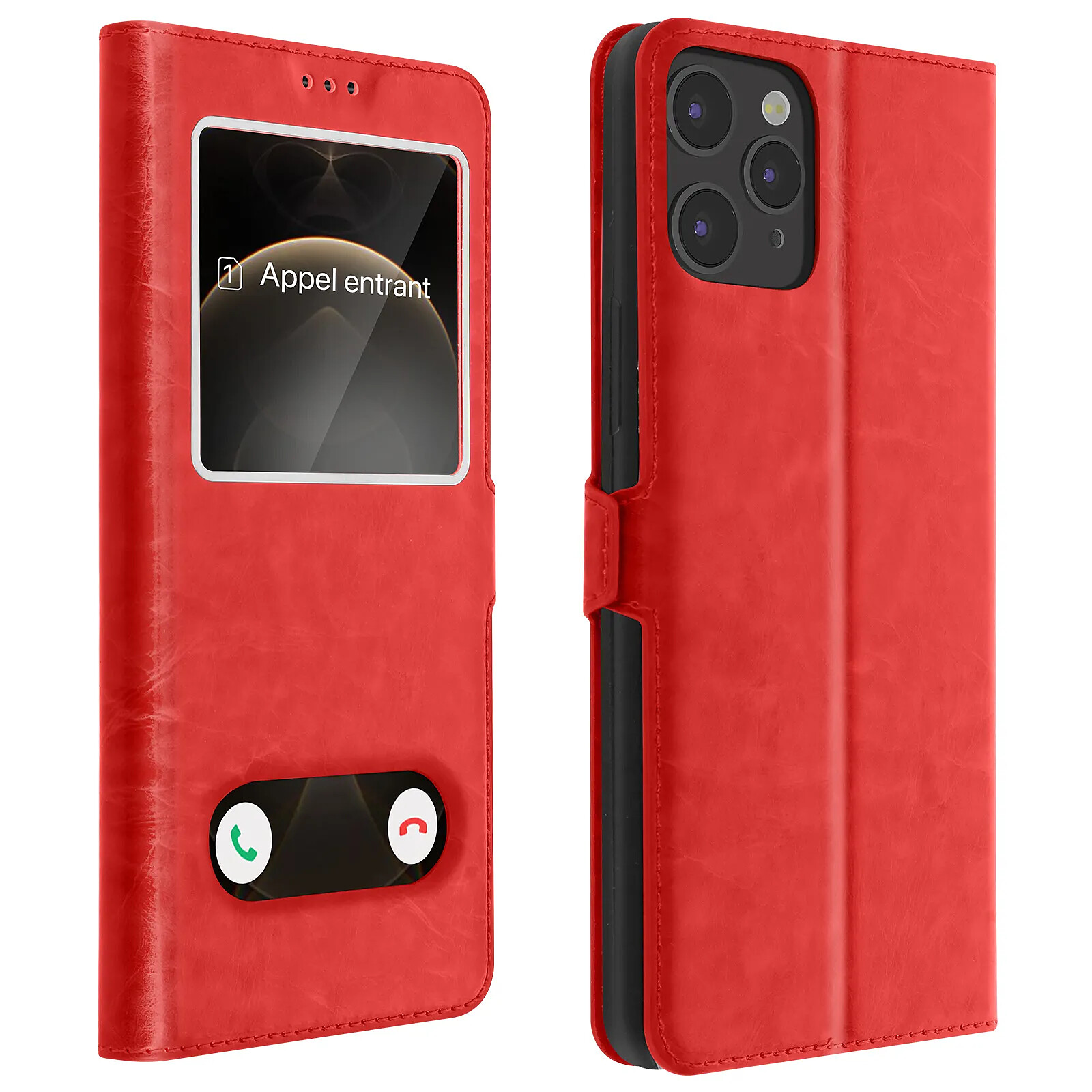 Avizar Housse pour iPhone 12 / 12 Pro Étui Intégral Double Fenêtre Support Vidéo