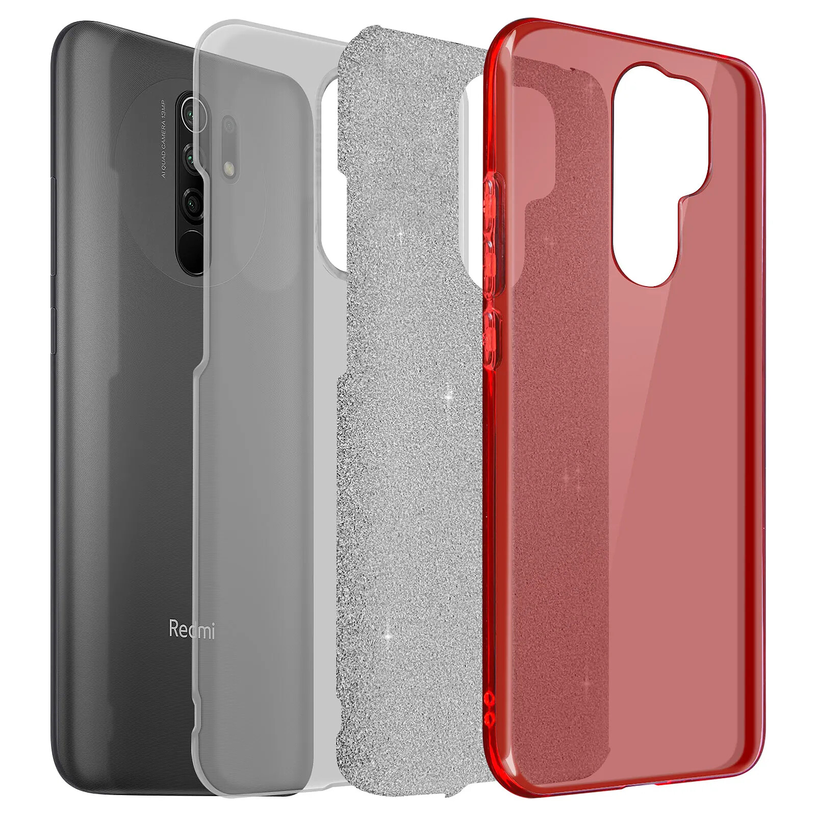 Avizar Coque pour Xiaomi Redmi 9 Paillette Amovible Silicone Semi-rigide