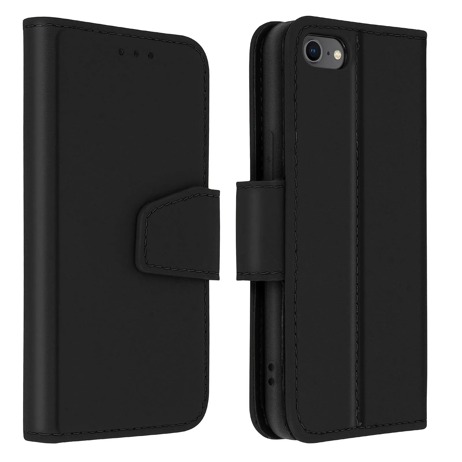 Housse Portefeuille IPhone SE 2022/2020 Et IPhone 8/7 - Noir Vintage Avec Support Et Porte-cartes