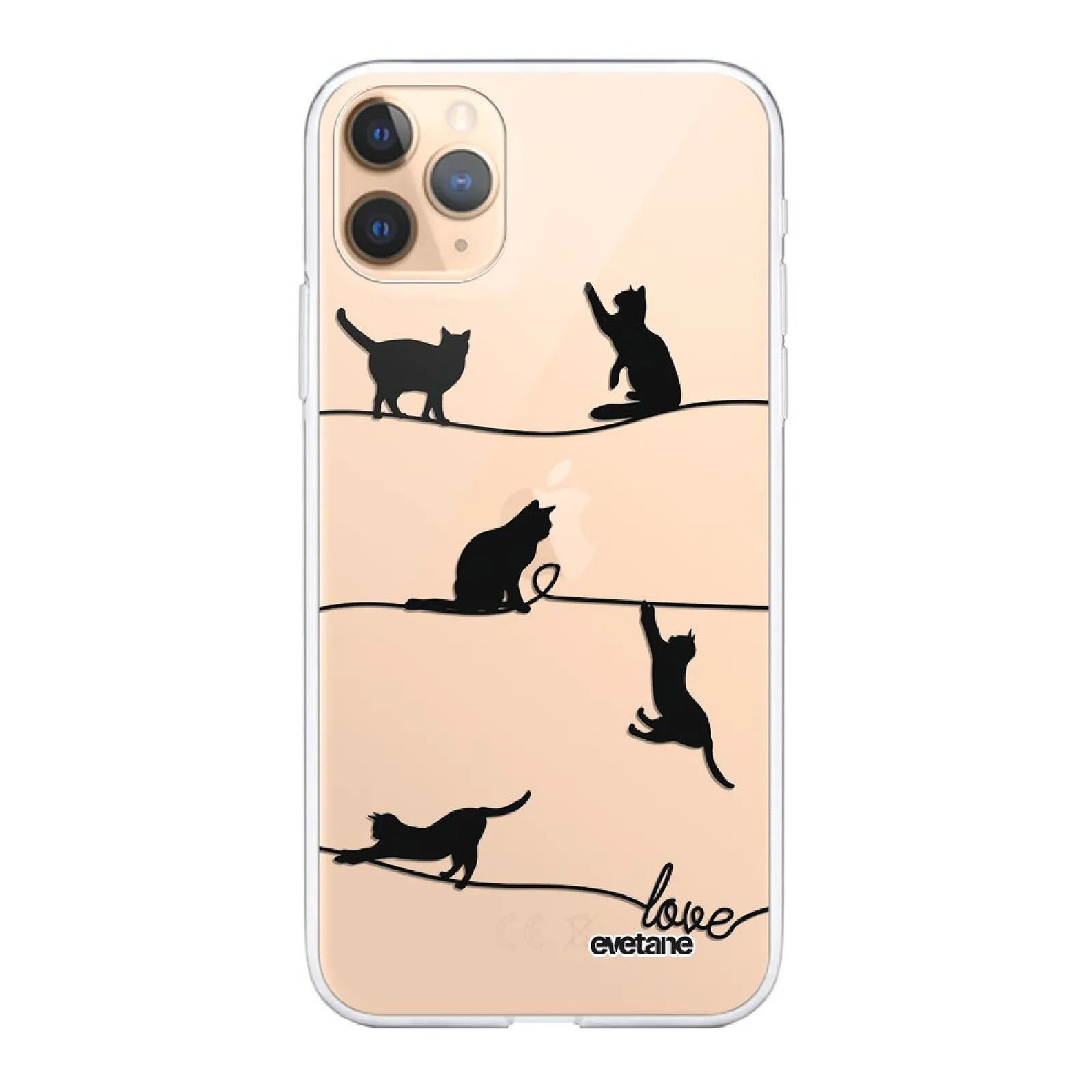 Evetane Coque iPhone 11 Pro 360 intégrale transparente Motif Chat Lignes Tendance .