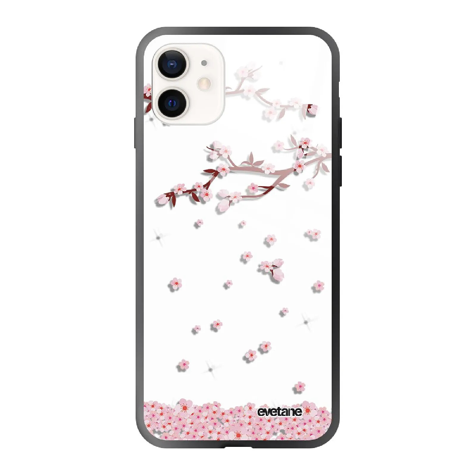 Evetane Coque iPhone 12 Mini Coque Soft Touch Glossy Chute De Fleurs Design