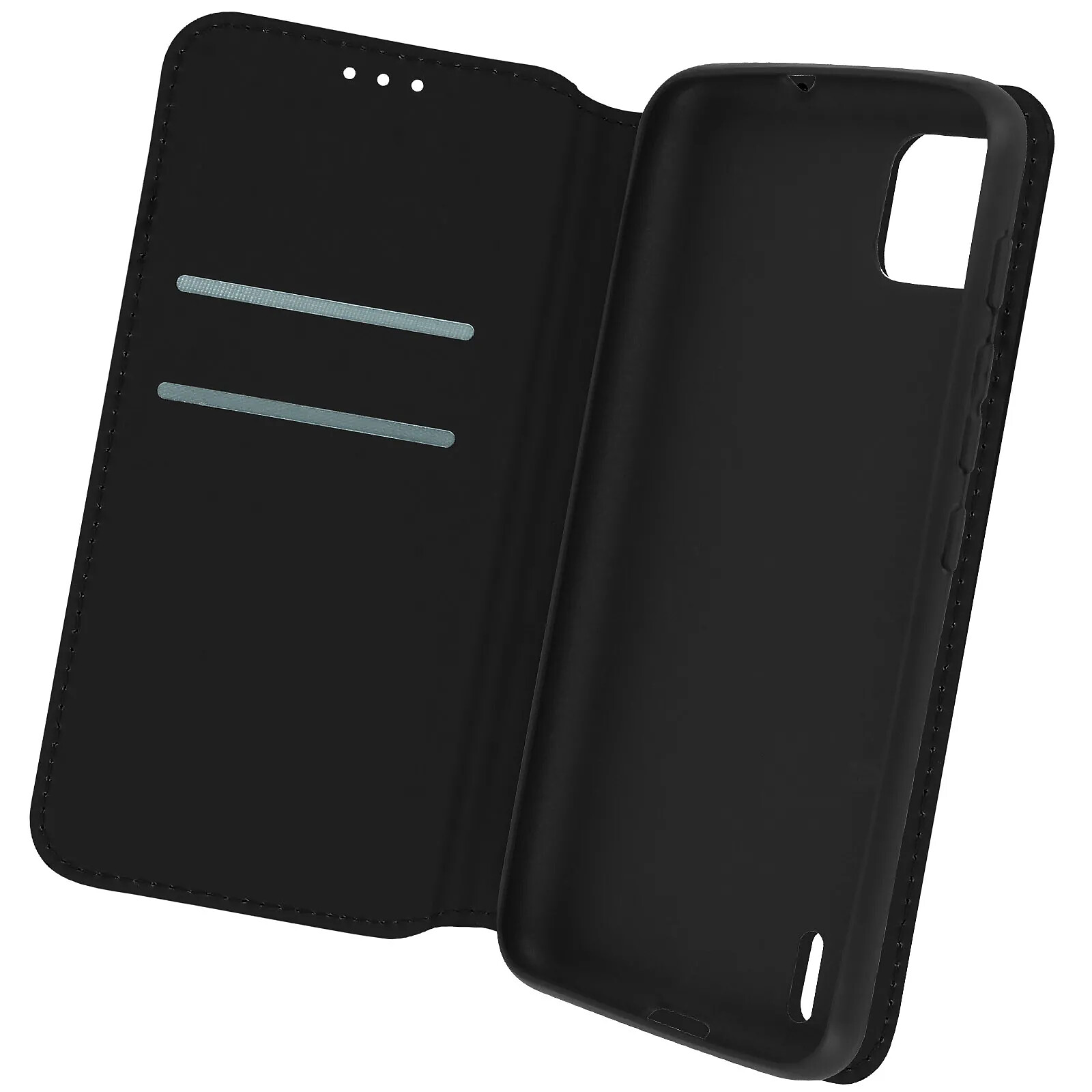 Housse Portefeuille Wiko Y52 Avec Support Vidéo - Étui Rabat Similicuir Noir Neuf