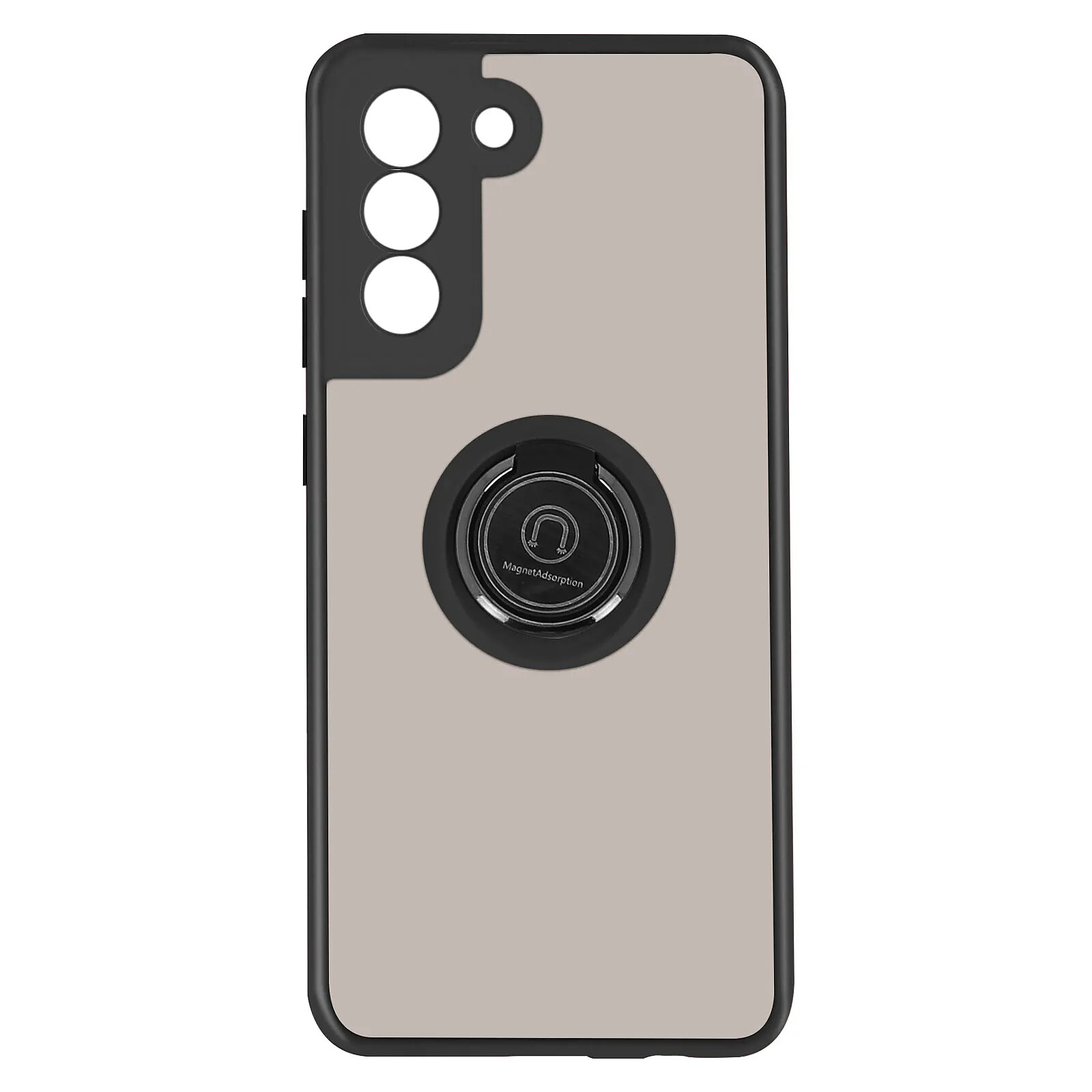Coque pour Samsung Galaxy S21 FE Bimatière Bague Métallique Support Noir