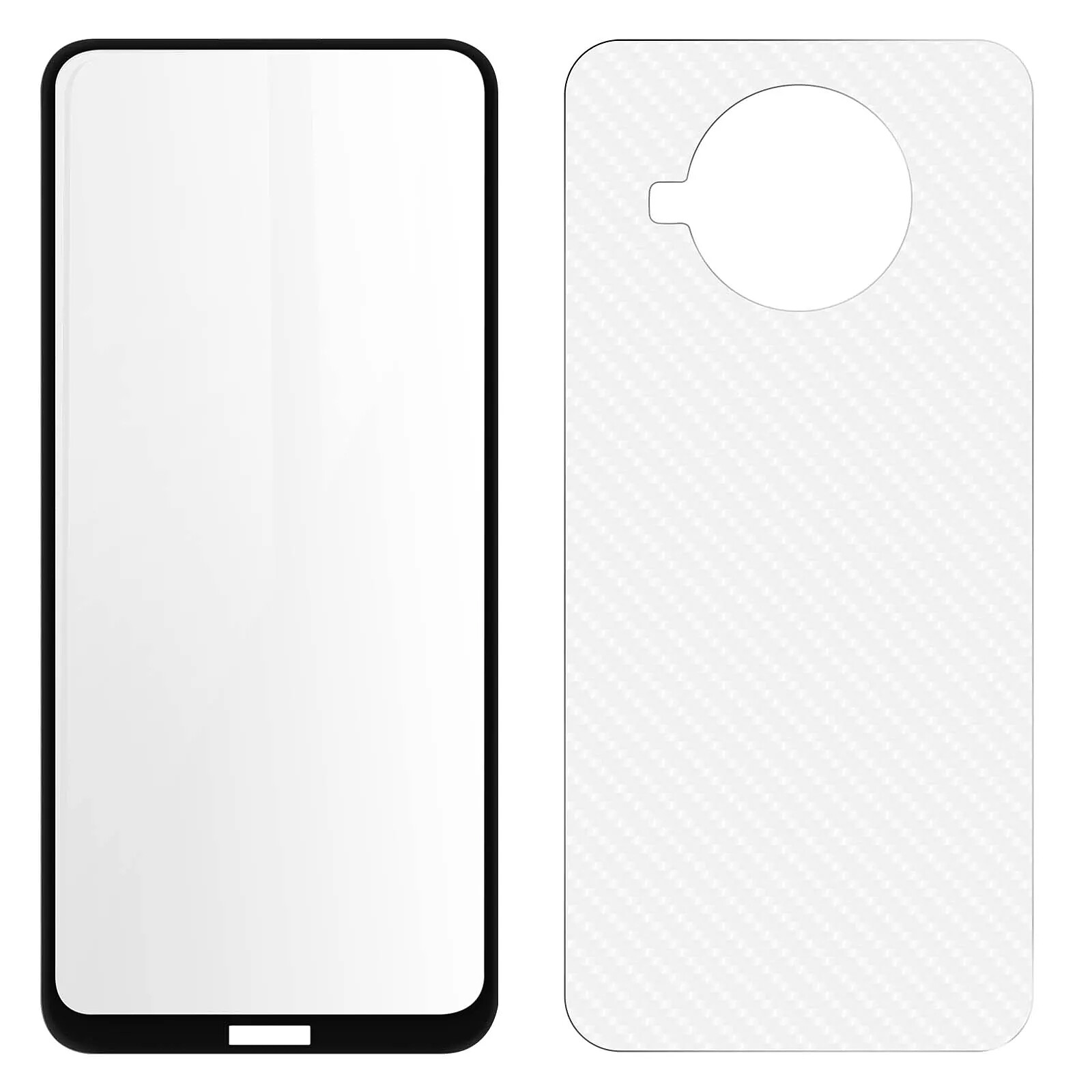 Avizar Film pour Nokia X20 et X10 Avant Verre Trempé et Arrière Souple Carbone