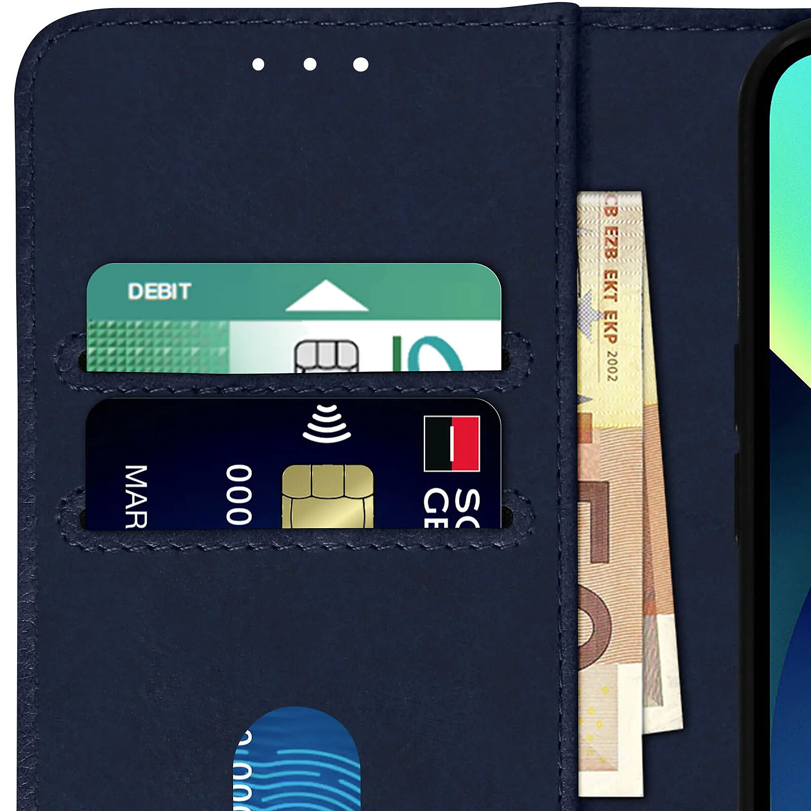 Housse Portefeuille En Cuir Synthétique Pour IPhone 13 (6.1") - Noir