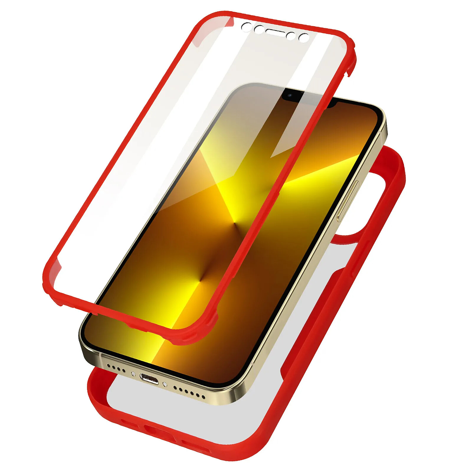 Avizar Coque pour iPhone 13 Pro Max Dos Plexiglas Avant Polymère Coin Renforcé Contour