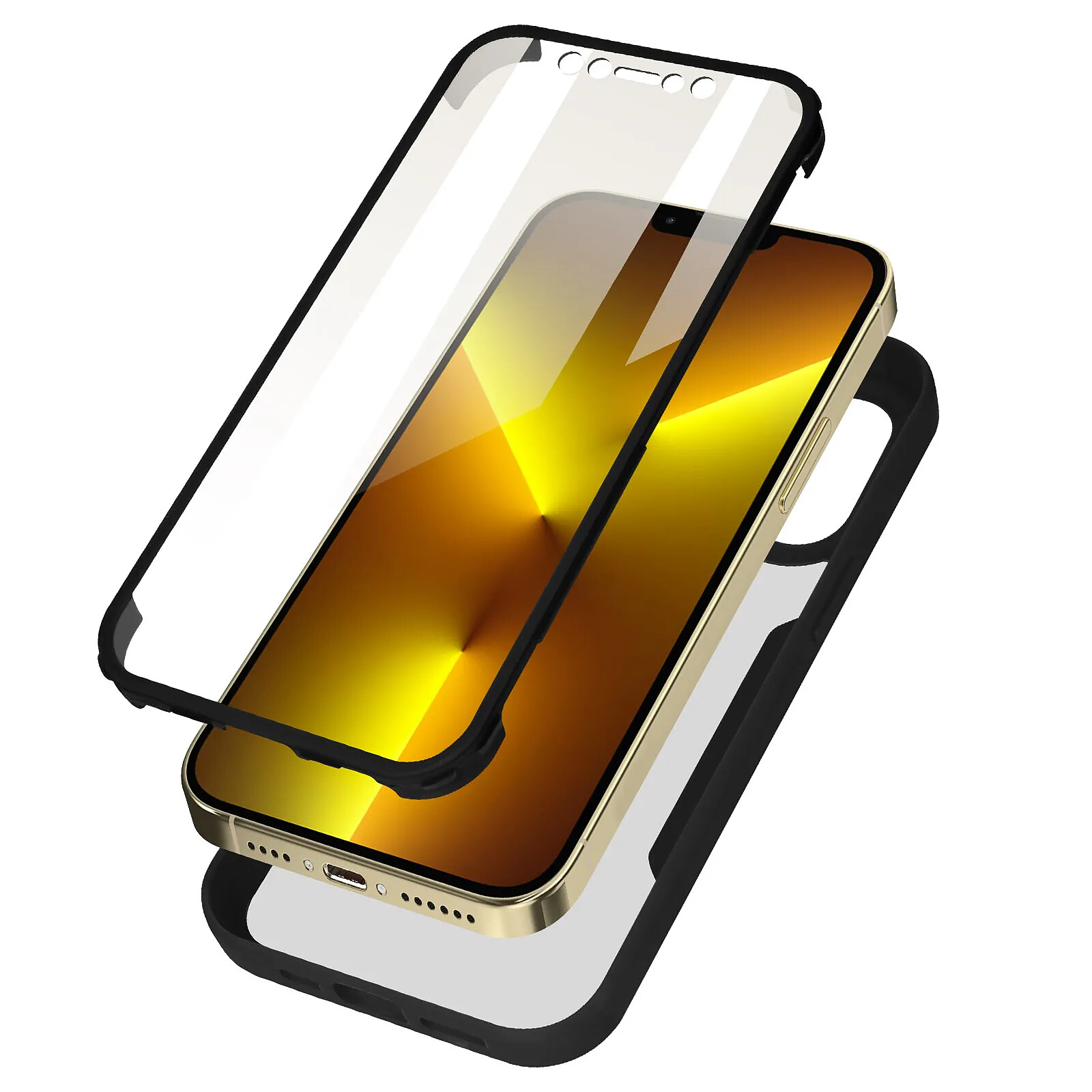 Avizar Coque pour iPhone 13 Pro Dos Plexiglas Avant Polymère Coins Renforcés