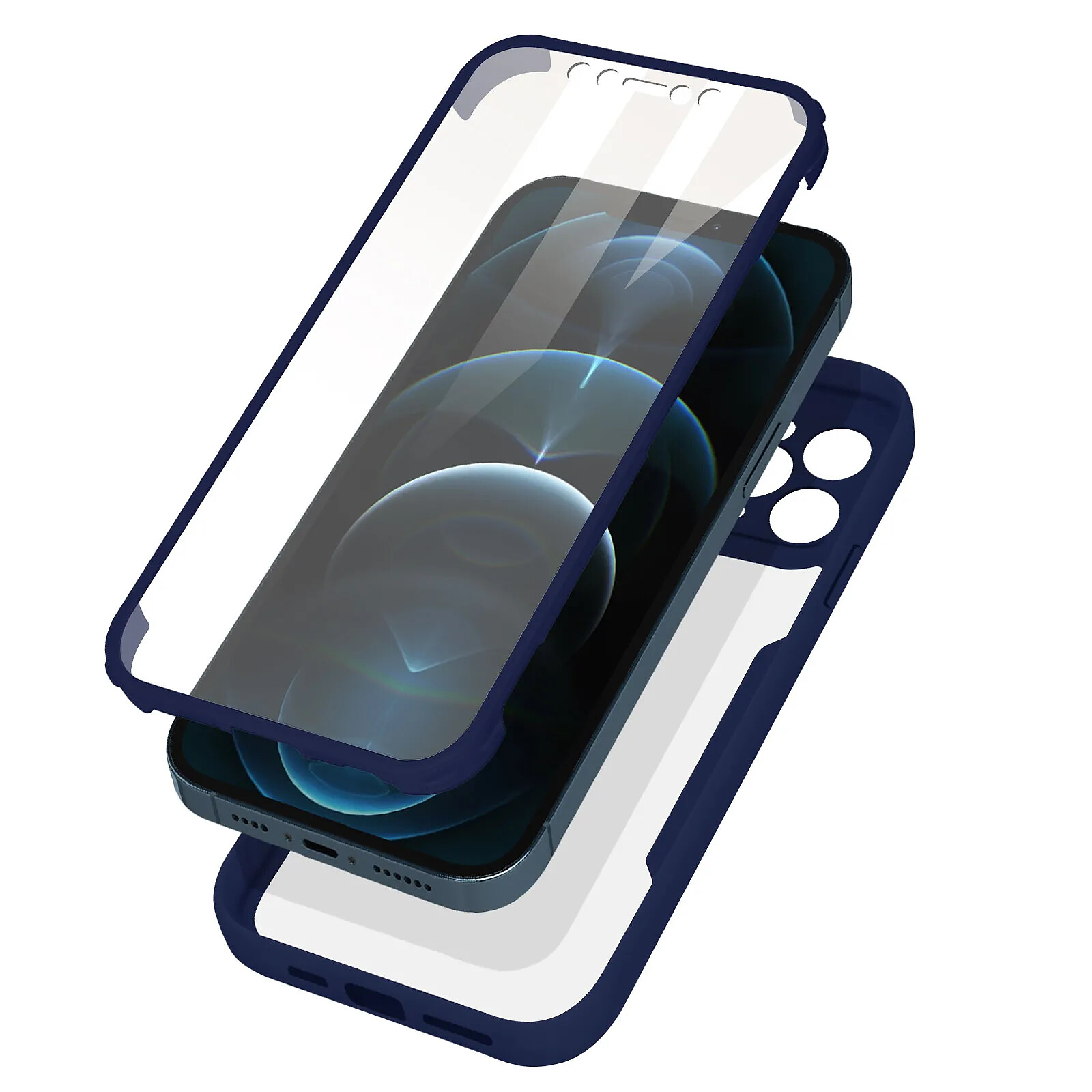 Avizar Coque 360° pour iPhone 12 Pro Dos Rigide Protection Écran Souple