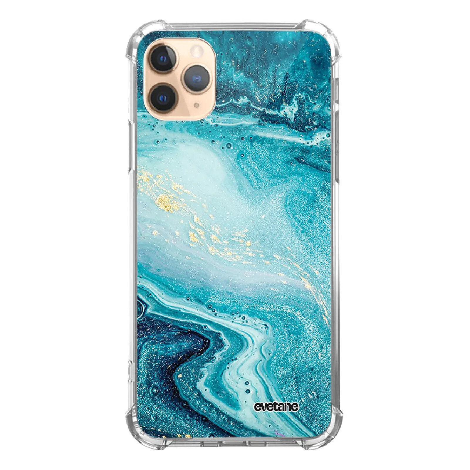 Evetane Coque iPhone 11 Pro anti-choc souple angles renforcés transparente Motif Bleu Nacré Marbre .