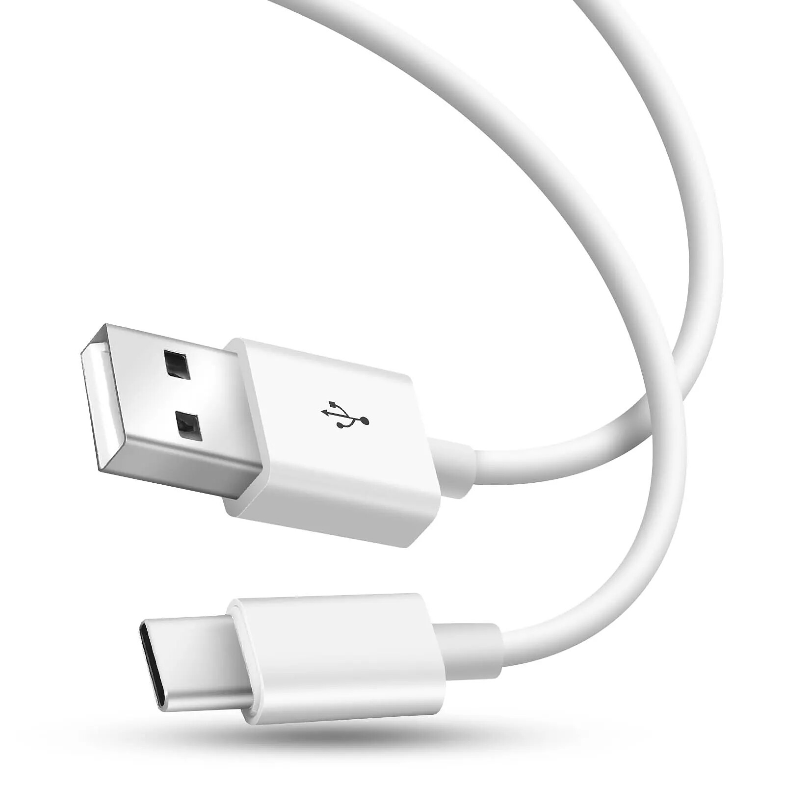 Câble Charge Rapide Qoovi USB Vers USB Type C Blanc - 1,28 M - Tressé