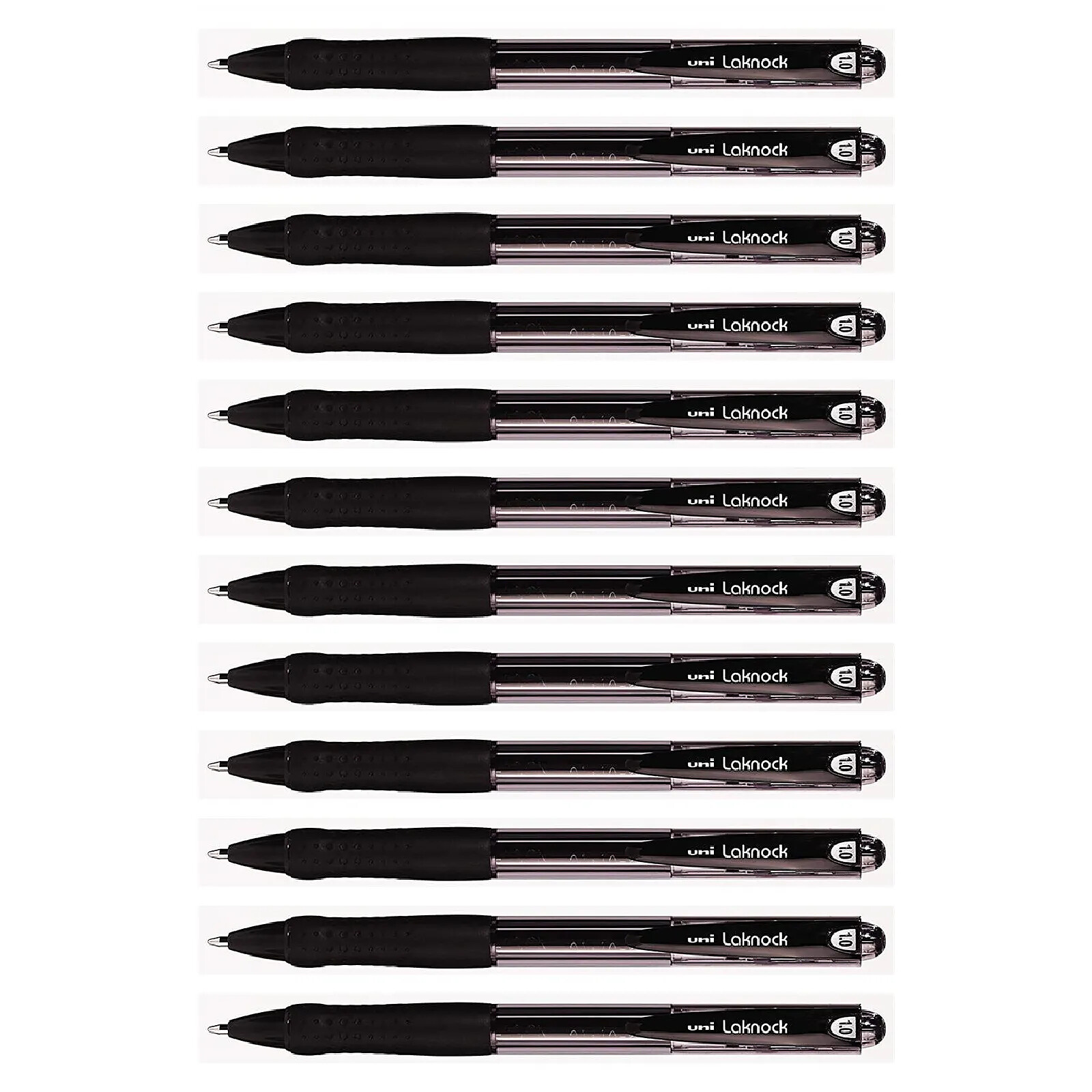UNI-BALL Stylo bille Laknock SN100/10 rétractable grip pointe moyenne 1mm Noir x 12