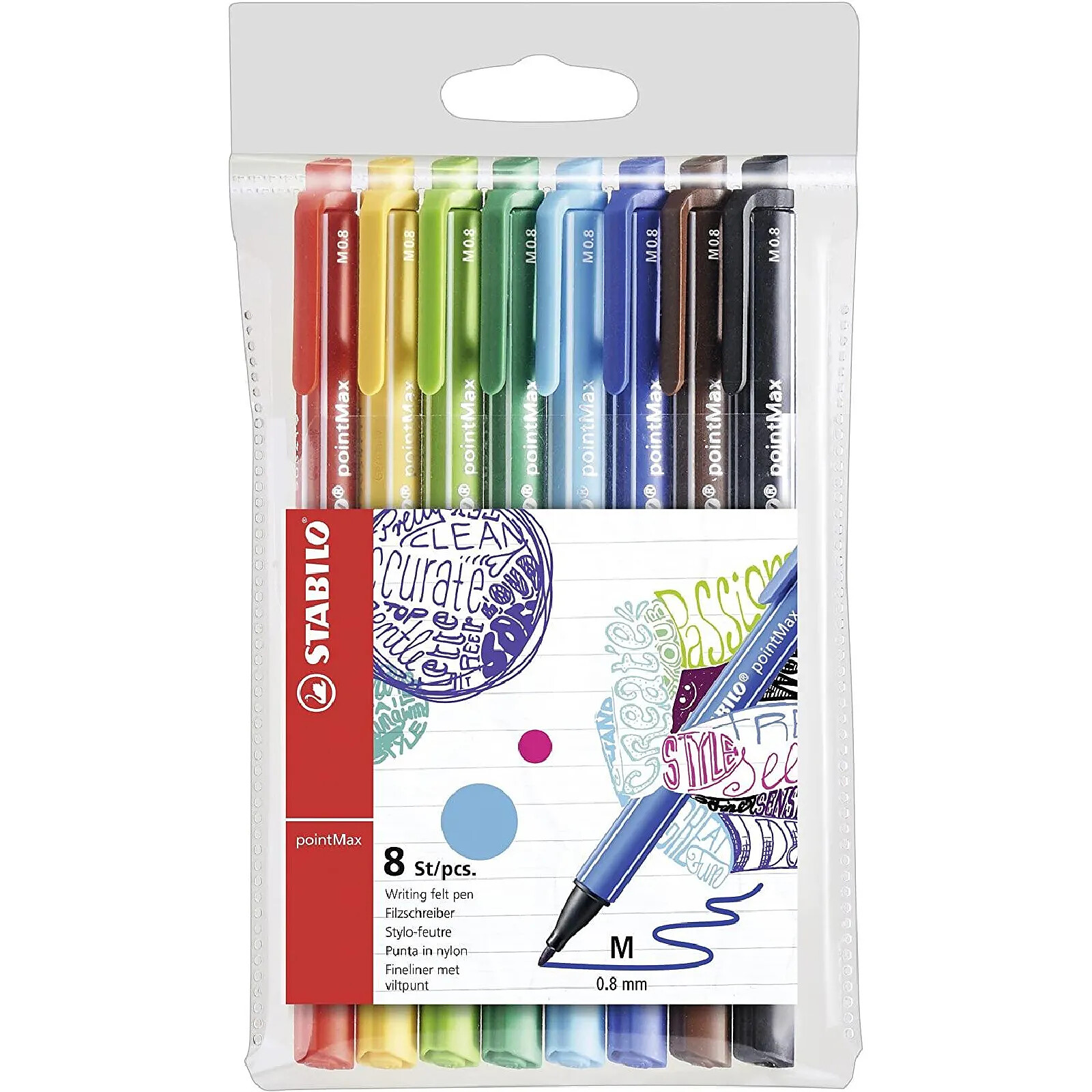 STABILO Pochette de 8 stylos feutres pointMax pointe moyenne 0,8 mm
