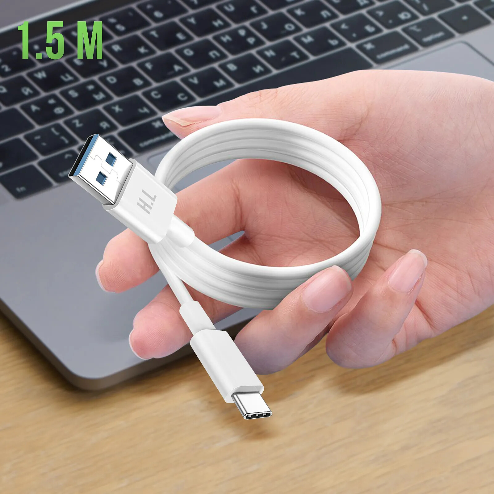 Câble USB-C Vers USB-C Avizar 1 Mètre Blanc - Charge Rapide, Transfert Données, Neuf, Origine Chine