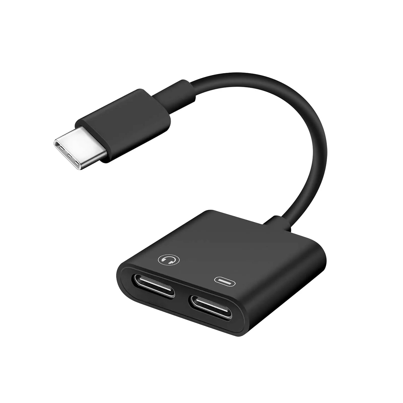 Adaptateur USB-C Mâle Vers Double USB-C Femelle - Audio Et Charge Simultanée - Blanc