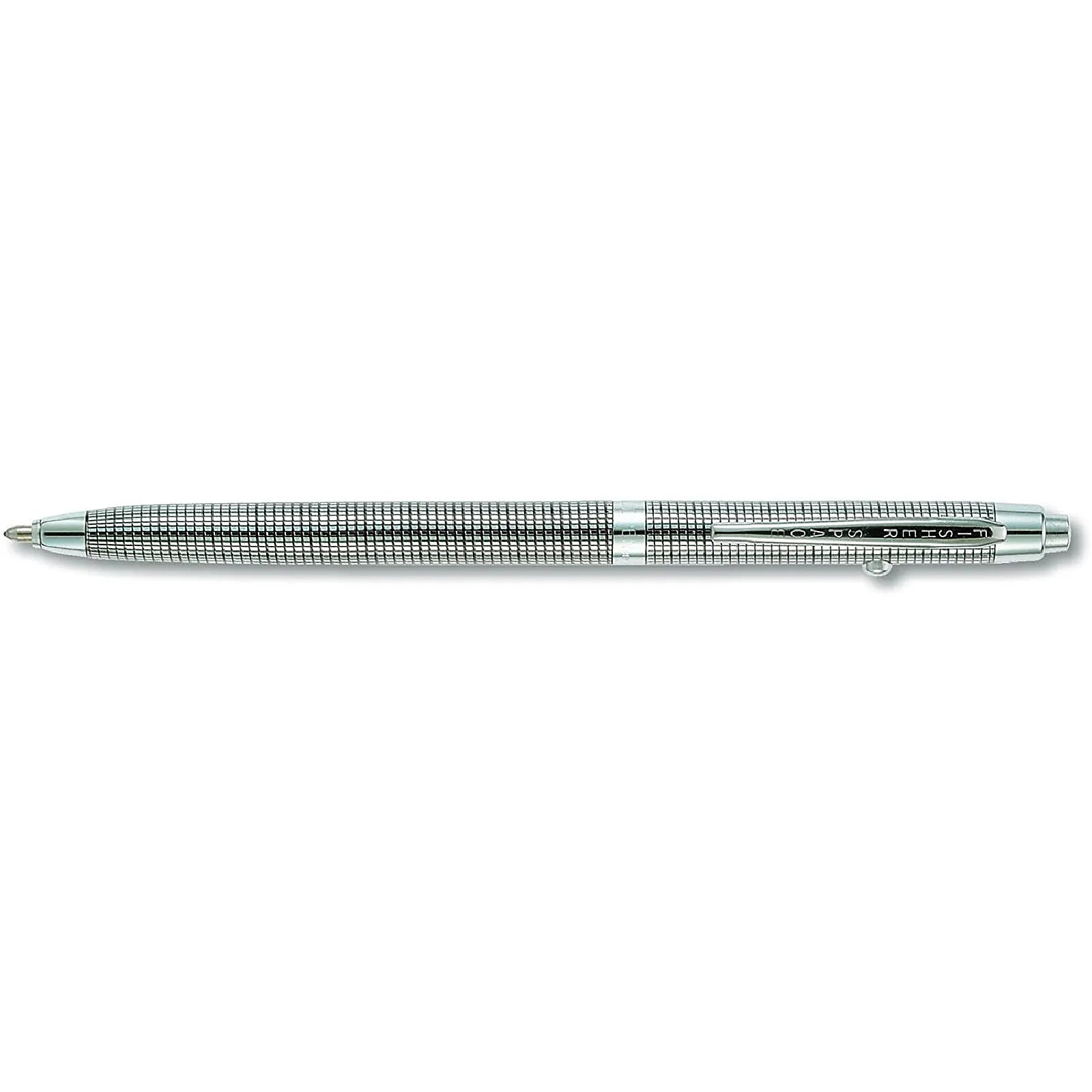 FISHER SPACE PEN Stylo Bille B4 Space 1 Corps Chrome Quadrillé Pointe Moyenne Noir