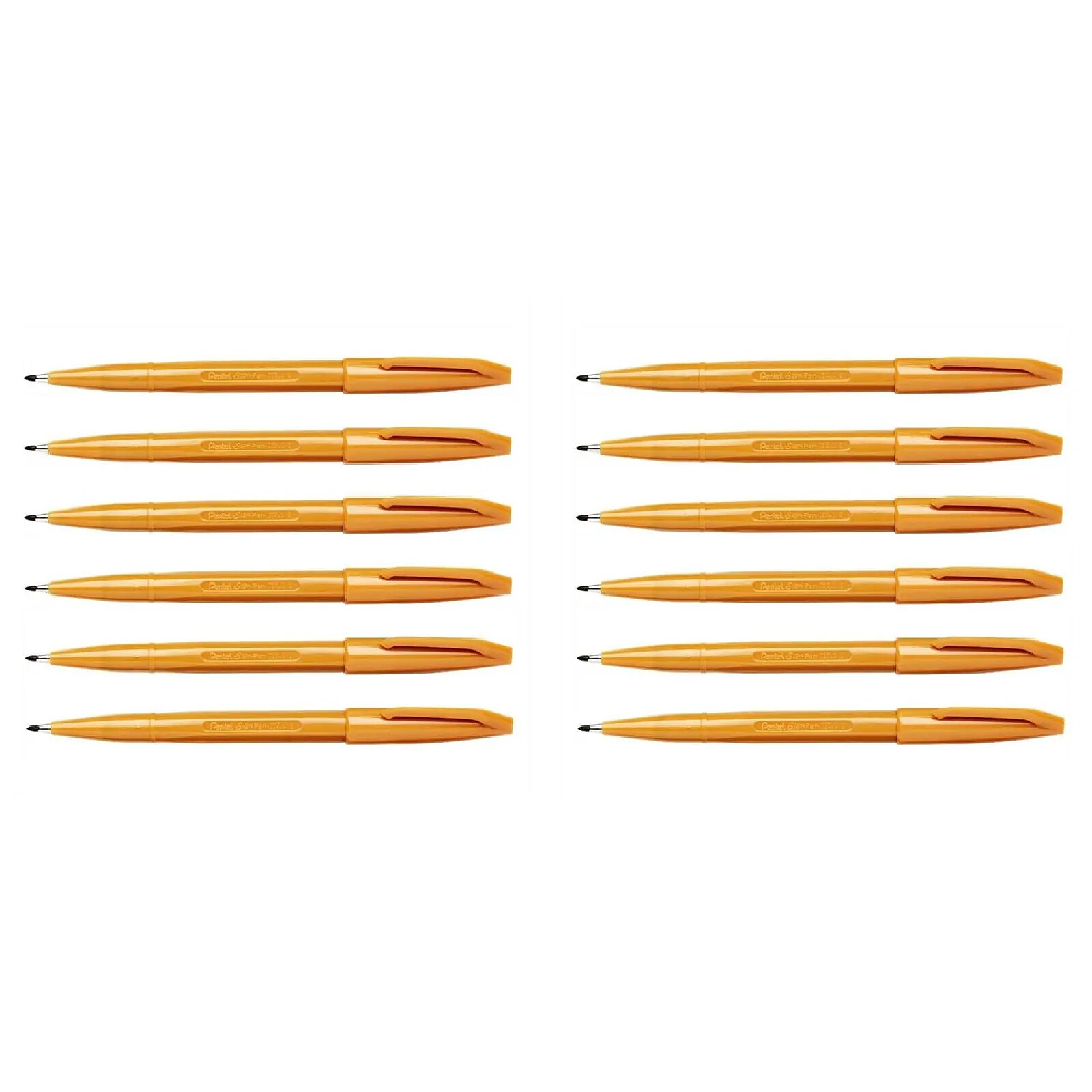 PENTEL Stylo Feutre Sign Pen S520-Y Pointe Moyenne Ocre x 12