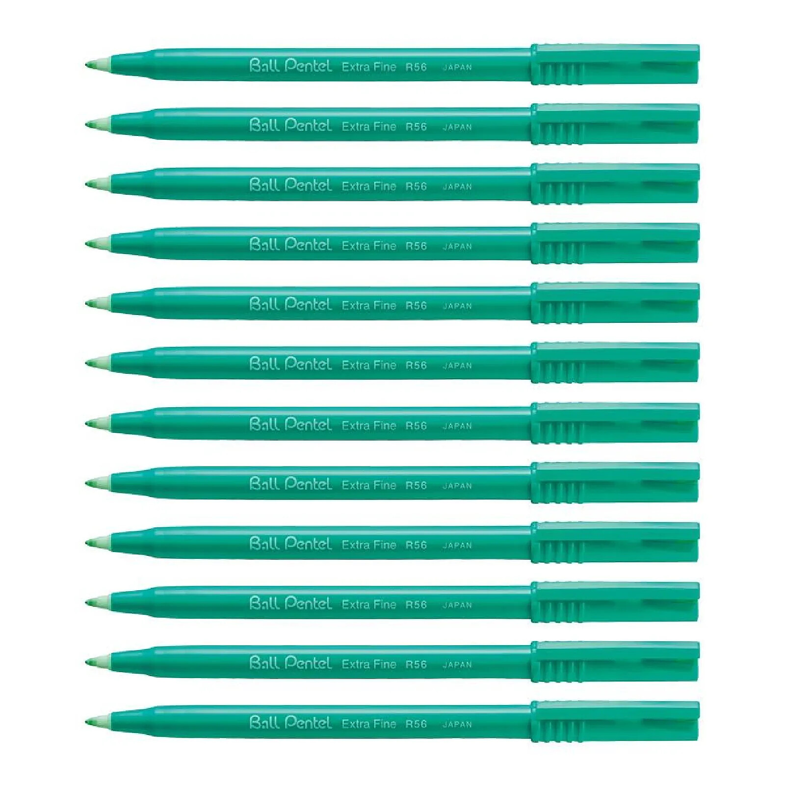 PENTEL Stylo roller encre Ball Pentel R56 Pointe fine Vert x 12