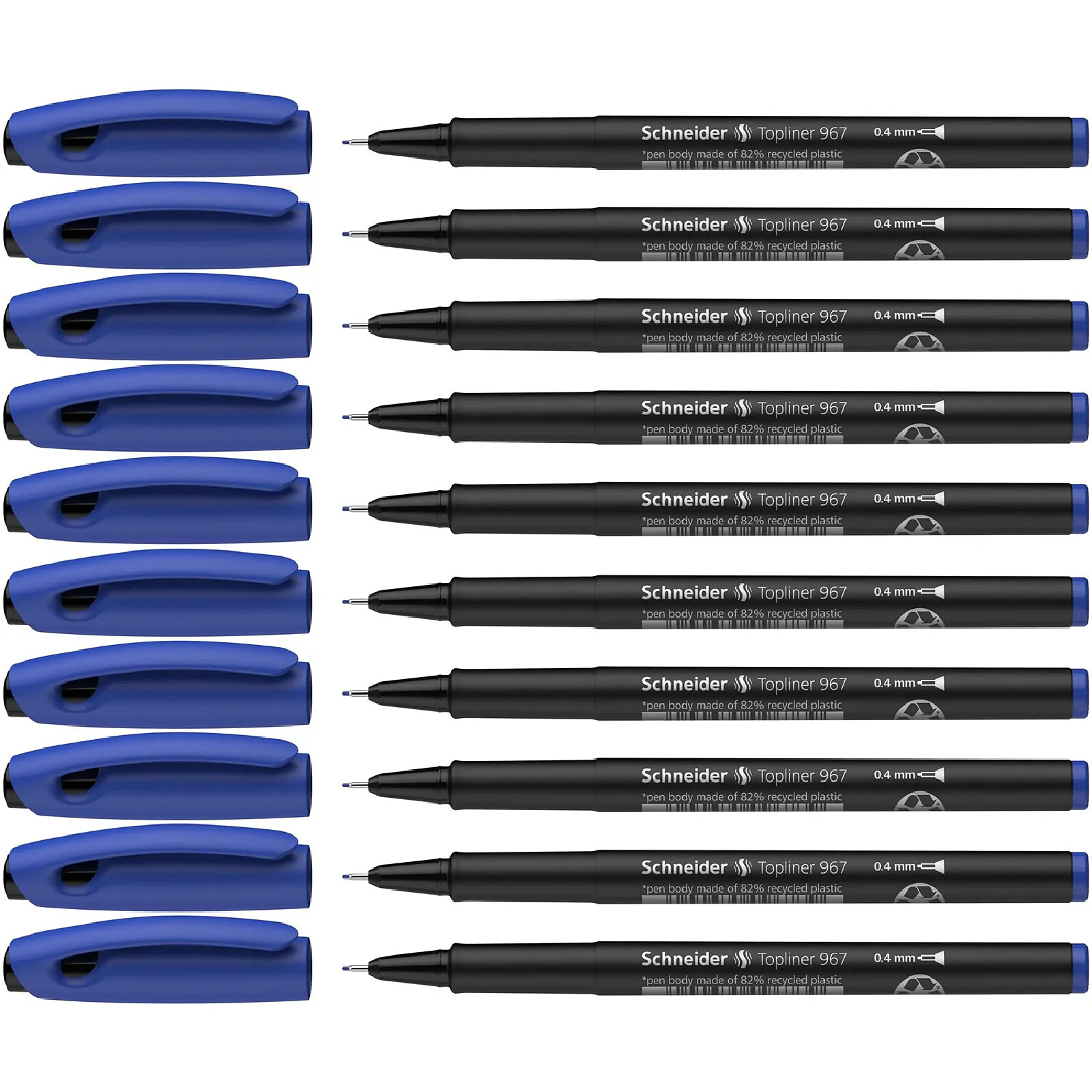 SCHNEIDER Feutre Fineliner Topliner 967 Pointe Fine 04 bleu x 10