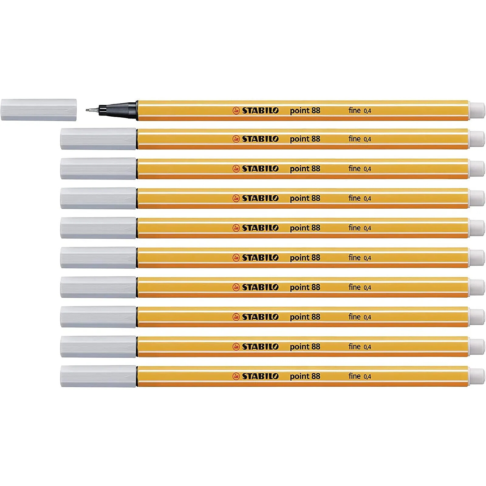 STABILO Stylo-Feutre POINT 88 Pointe Fine 0,4 mm gris clair x 10