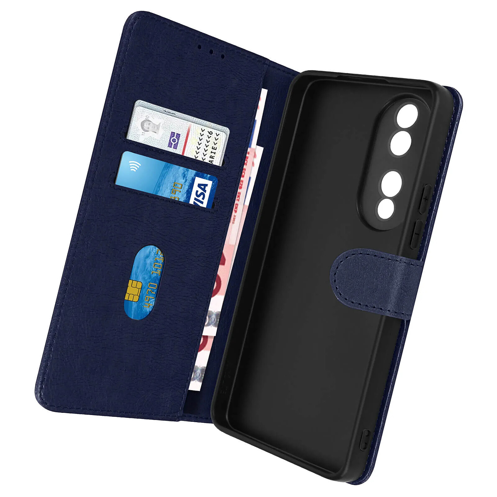 Avizar Étui Portefeuille pour Honor 70 Chesterfield Grainé Fonction Stand