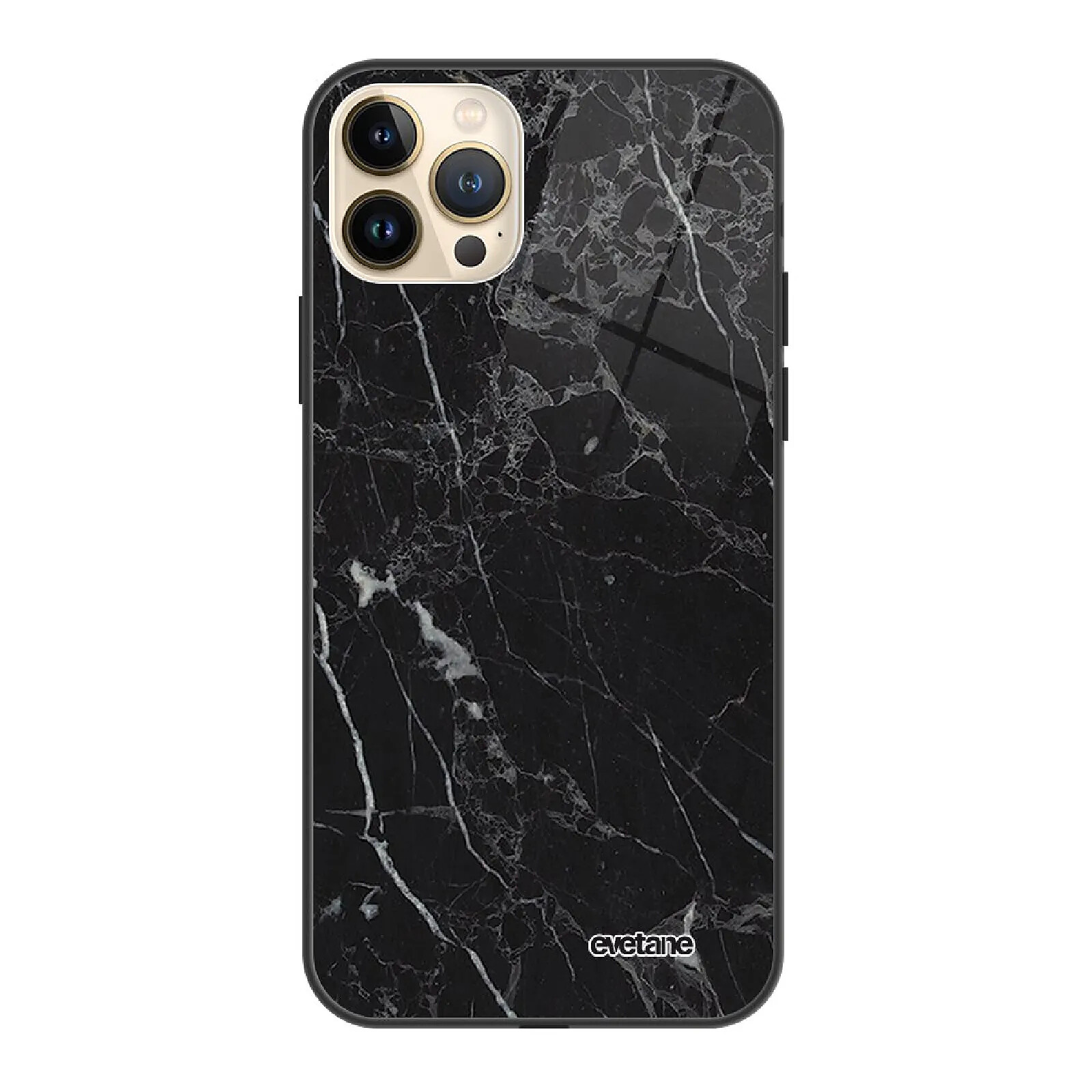 Evetane Coque iPhone 13 Pro Max Coque Soft Touch Glossy Marbre noir Design