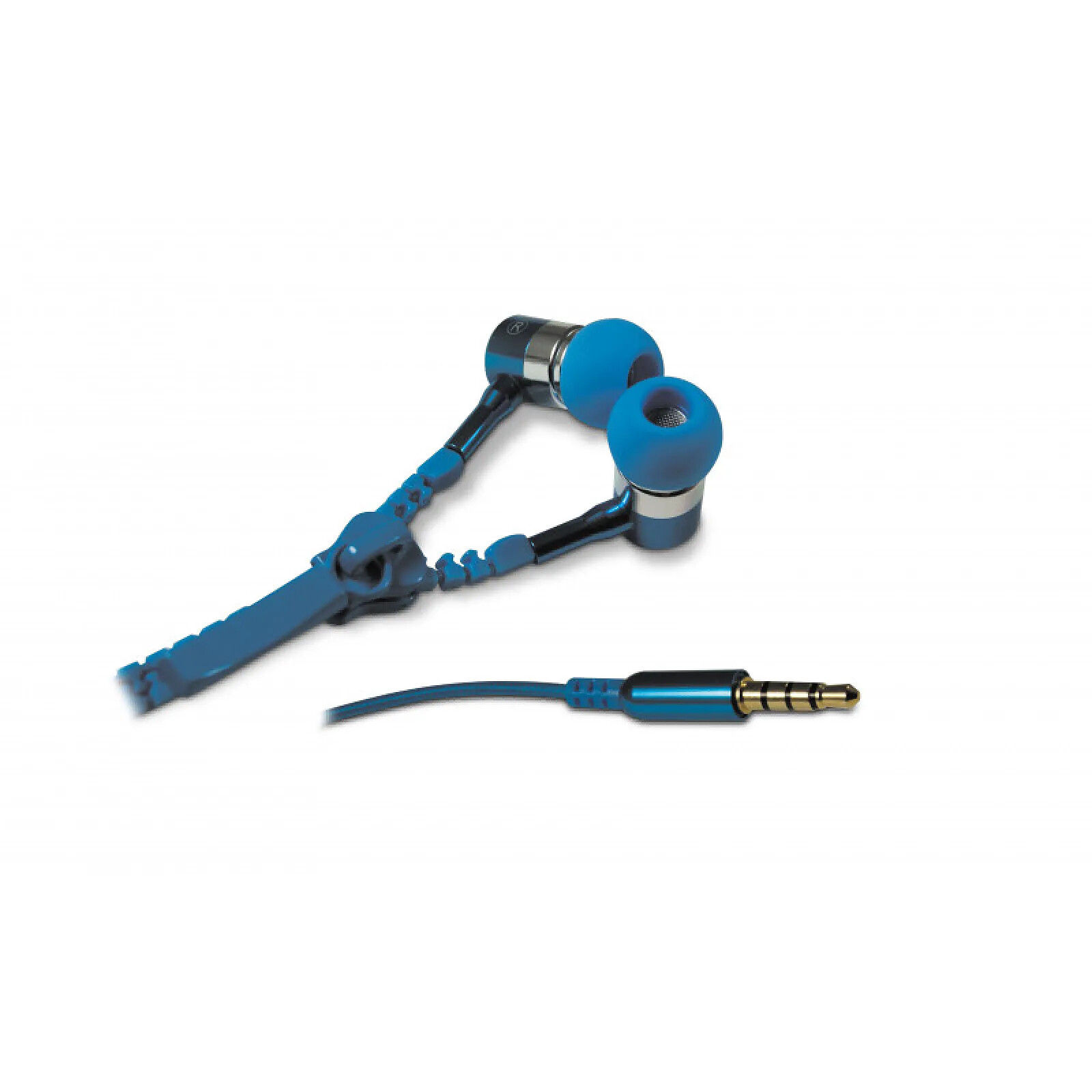 Metronic 471002 - Ecouteurs intra auriculaire avec micro et zip anti-nœuds 1,2 m - bleu