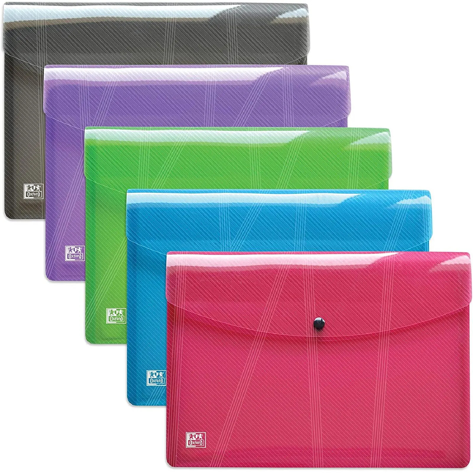24 Chemises Plastique A4 Transparentes - 8 Couleurs - Fermeture à Pression - Imperméables & Solides