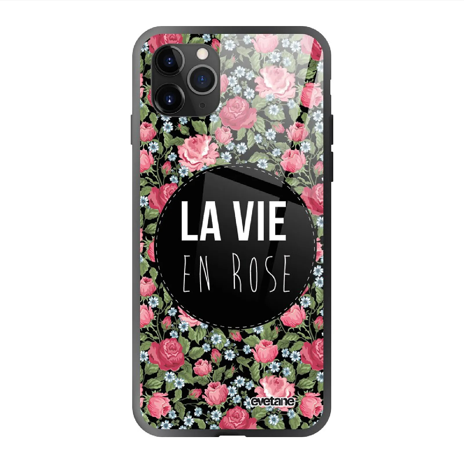 Evetane Coque en verre trempé iPhone 11 Pro La Vie en Rose .