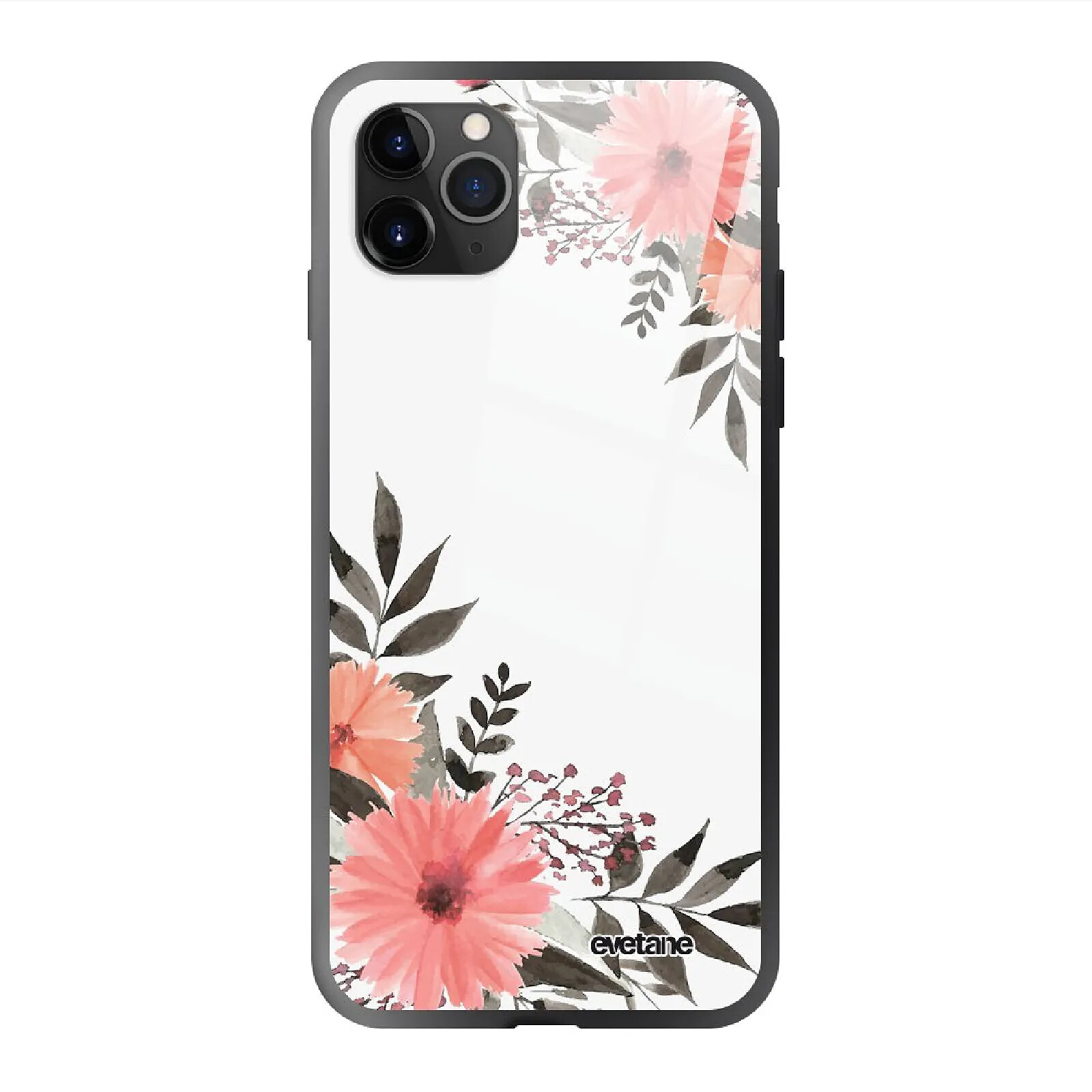 Evetane Coque en verre trempé iPhone 11 Pro Max Fleurs roses .