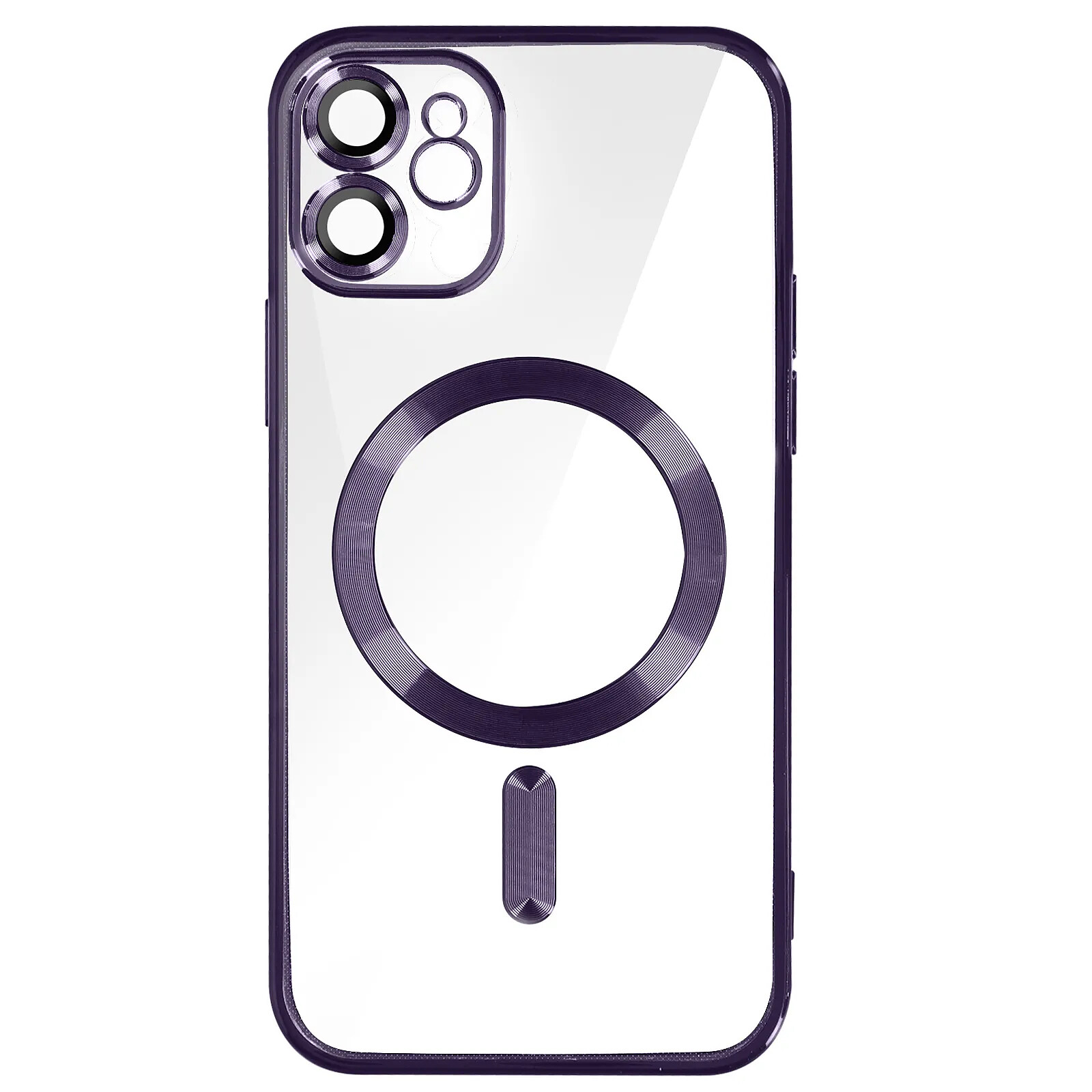 Avizar Coque MagSafe pour iPhone 11 Silicone Protection Caméra Contour Chromé