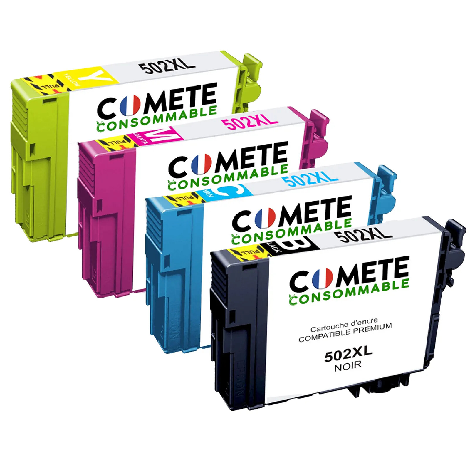COMETE - 502XL - 4 Cartouches compatibles avec Epson 502XL - 1 Noir + 1 Cyan + 1 Magenta + 1 Jaune