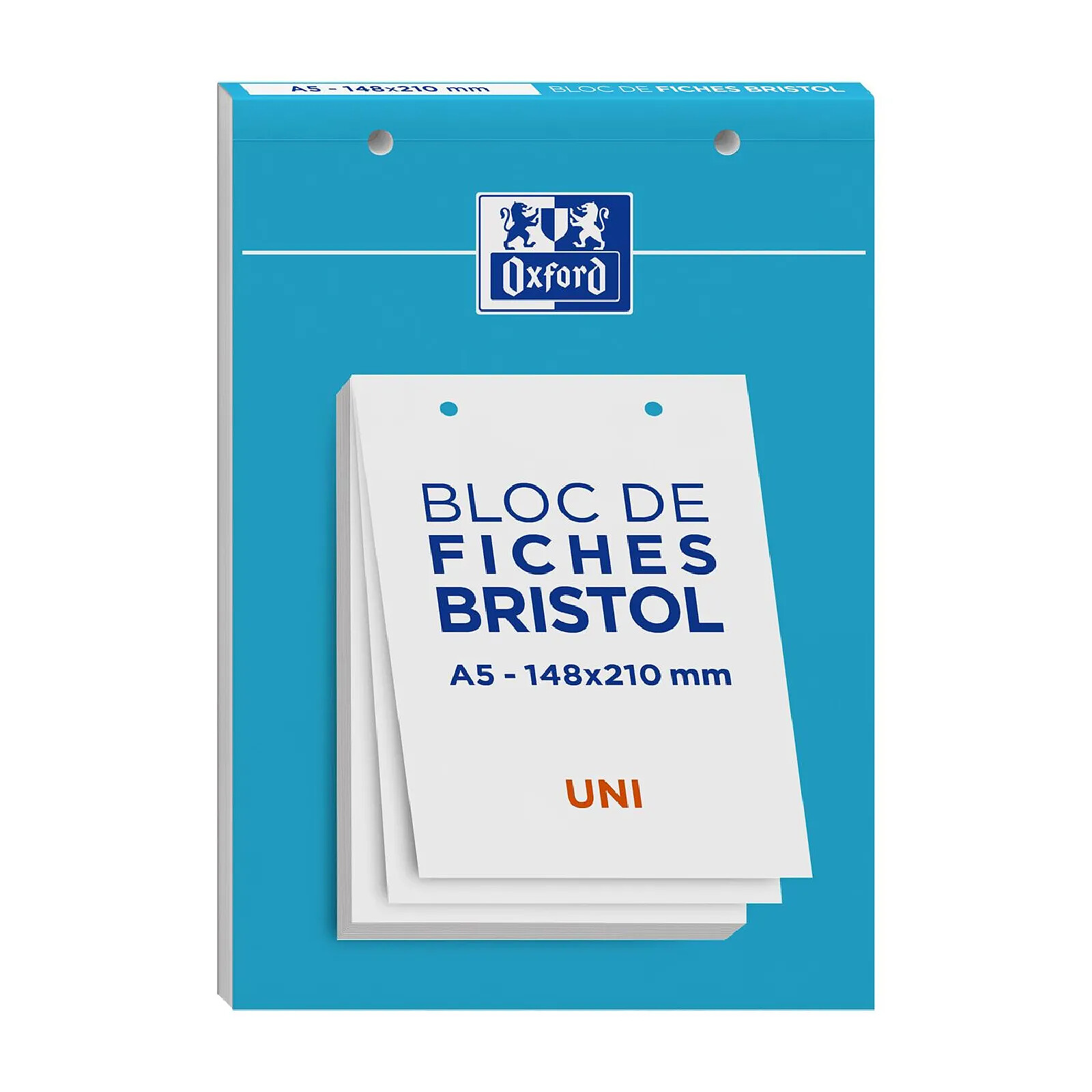 Bloc De Fiches Bristol 125x200mm - 30 Feuilles Quadrillées - Perforées 2 Trous