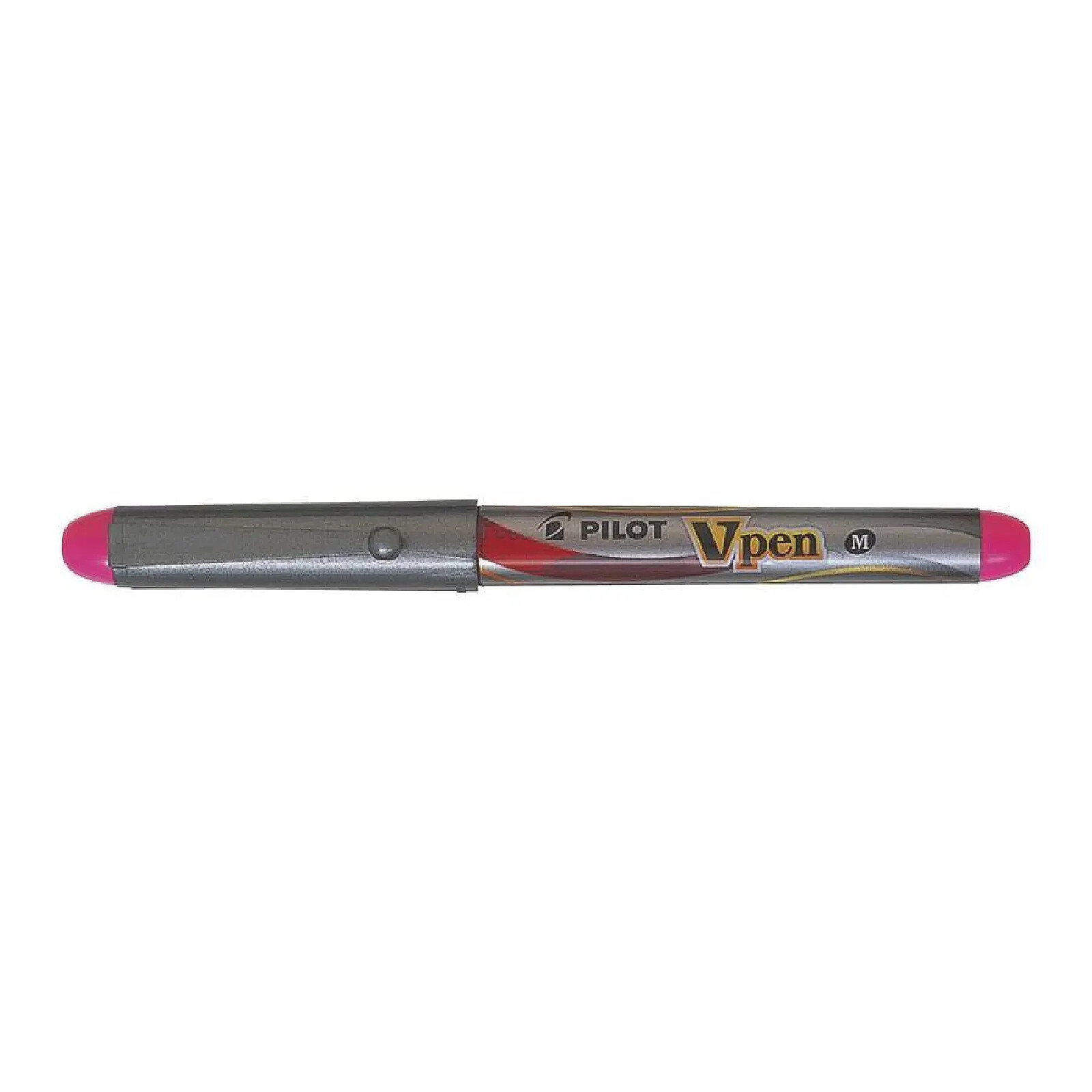Lote De 6 Plumas Estilográficas Desechables PILOT V-Pen Silver - Punta Mediana, Tinta Rosa, Trazo Suave