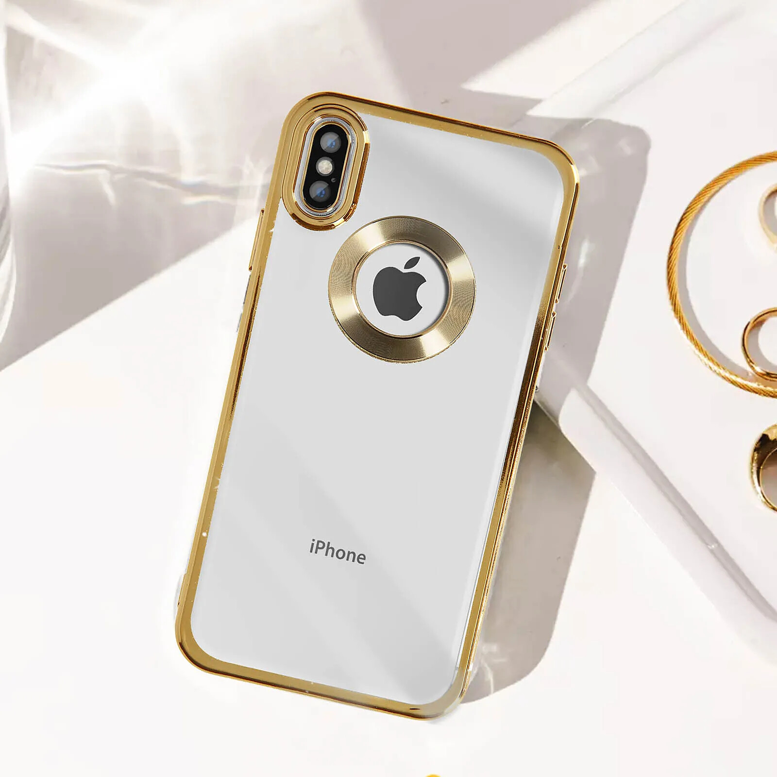 Coque Gel Transparente Paillettes Dorées Pour IPhone 6 - NOVAGO - Neuf