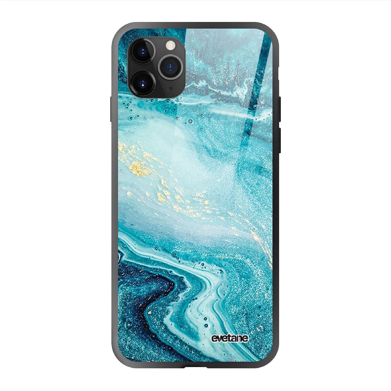 Evetane Coque en verre trempé iPhone 11 Pro Bleu Nacré Marbre .
