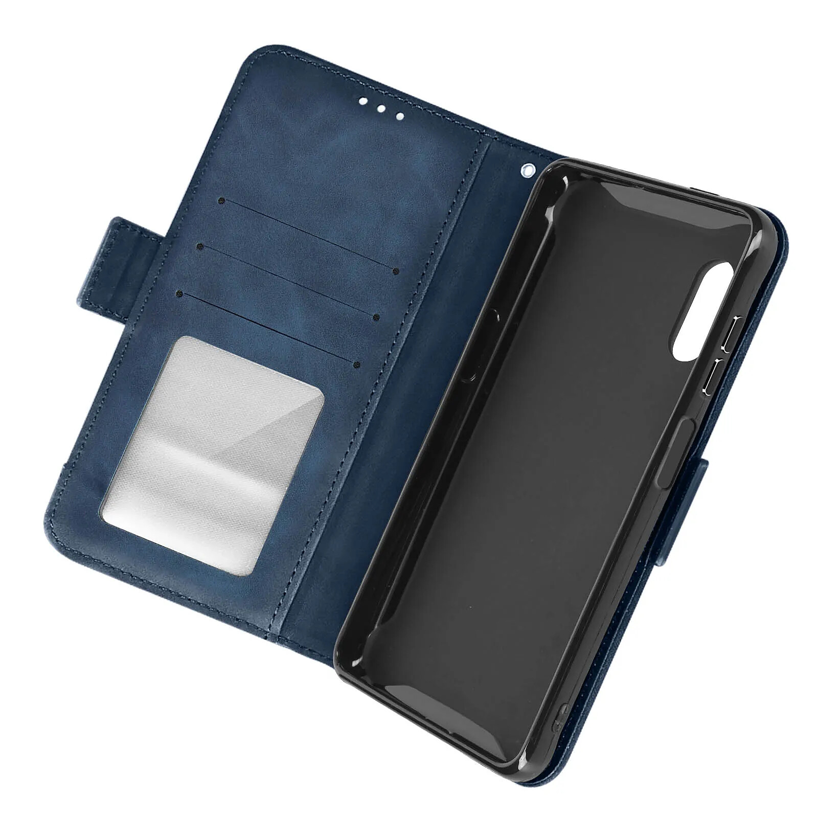 Étui Folio Avizar Pour IPhone 16 Plus – Losange Bleu Nuit – Porte-cartes + Support