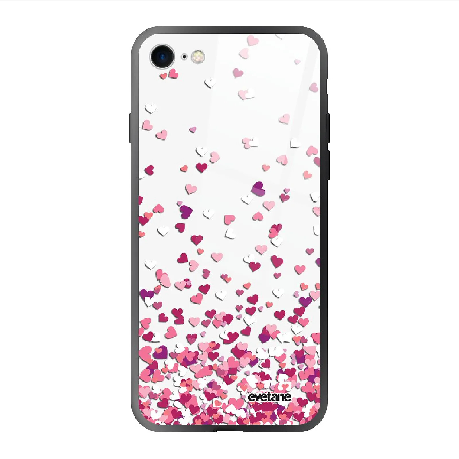 Evetane Coque iPhone 7/8/ iPhone SE 2020/ 2022 Coque Soft Touch Glossy Confettis De Coeur Design