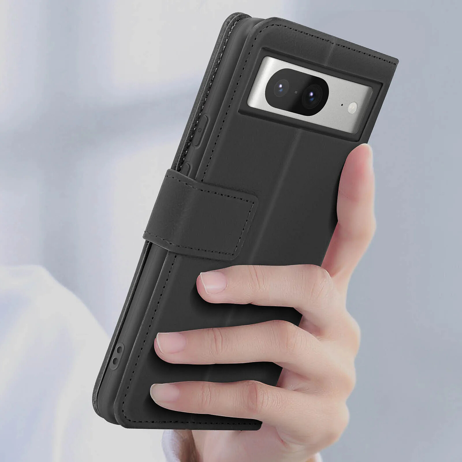 Étui Rabat Cuir Pu Bleu Pour Google Pixel 8 Avec Porte-cartes