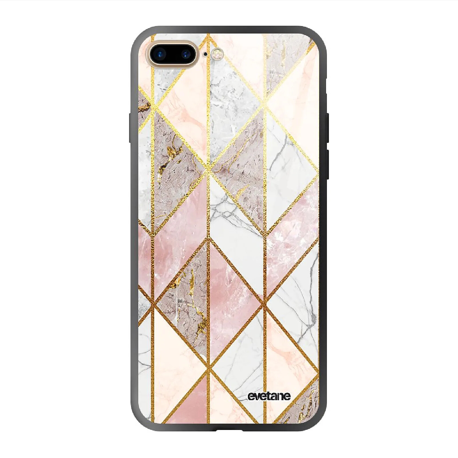 Evetane Coque iPhone 7 Plus/ 8 Plus Coque Soft Touch Glossy Marbre Rose Losange Design