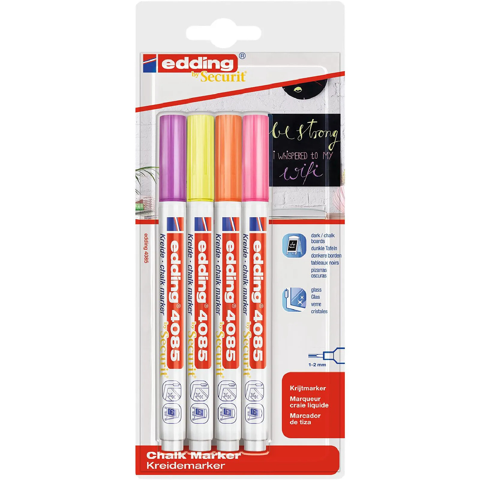 EDDING Pochettes de 4 marqueurs craie liquide 1-2 mm