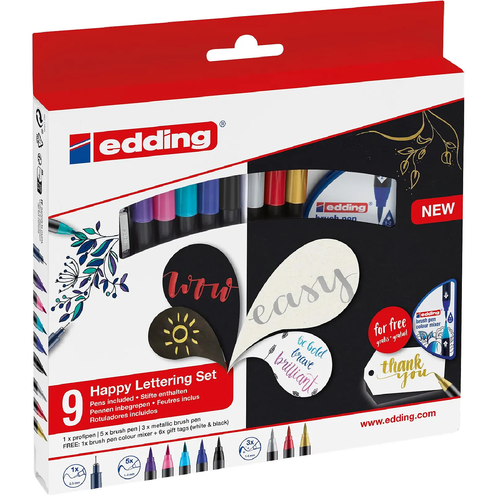 Edding 4200 Feutres Pinceau Porcelaine - Lot De 6 Couleurs - Peinture Céramique Lavable Au Lave-Vaisselle
