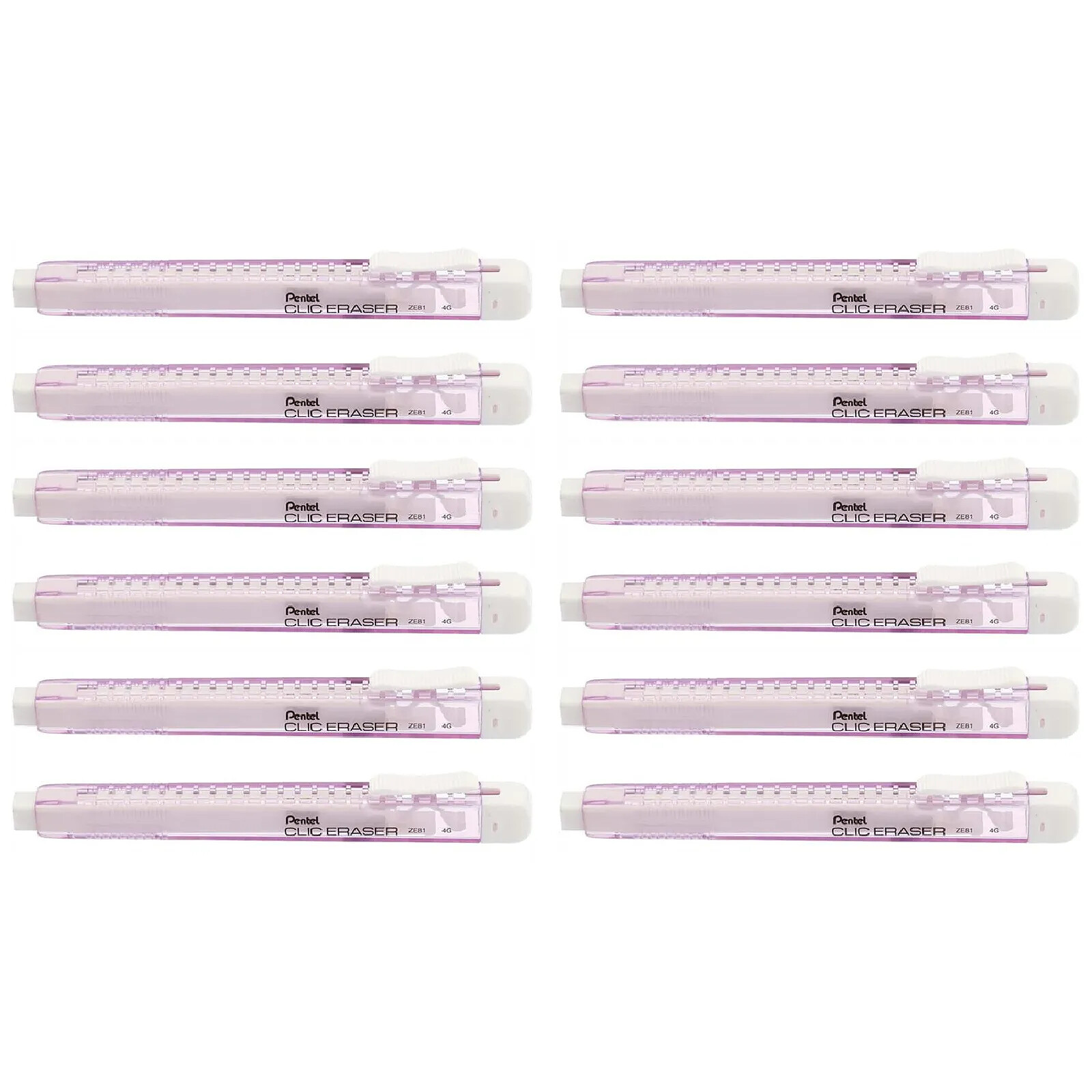 PENTEL Stylo gomme CLIC ERASER, Corps violet pastel x 12