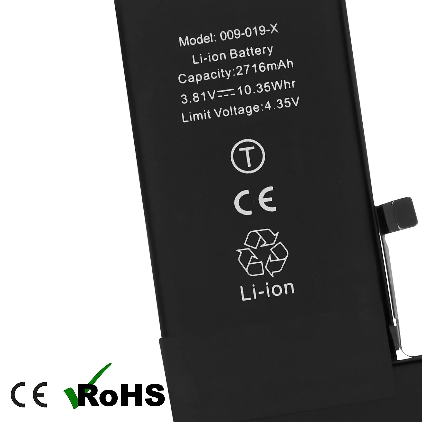 Clappio Batterie pour Apple iPhone X 2716mAh 100% compatible Noir