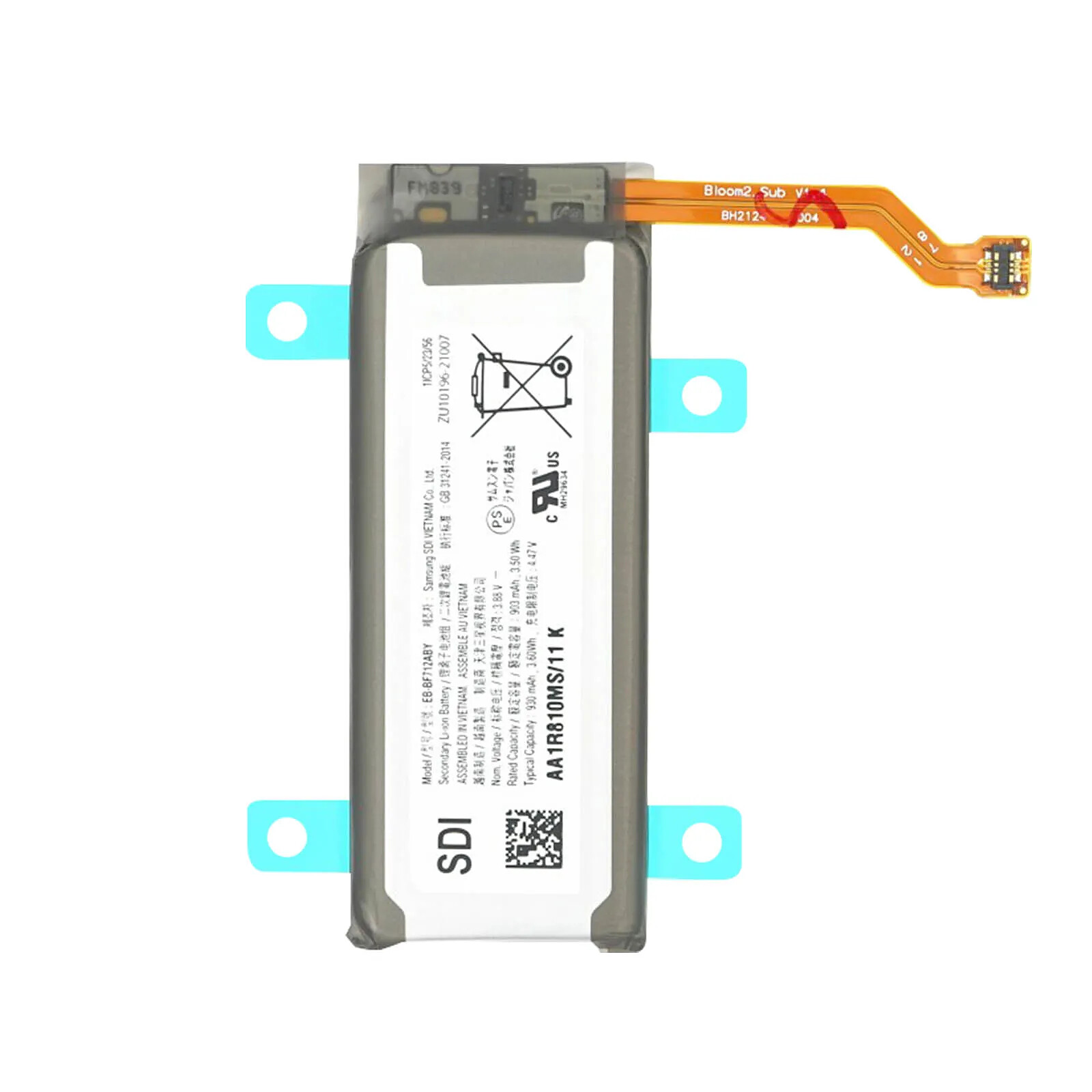Samsung Batterie Secondaire Interne pour Samsung Galaxy Z Flip 3 930mAh EB-BF712ABY Gris