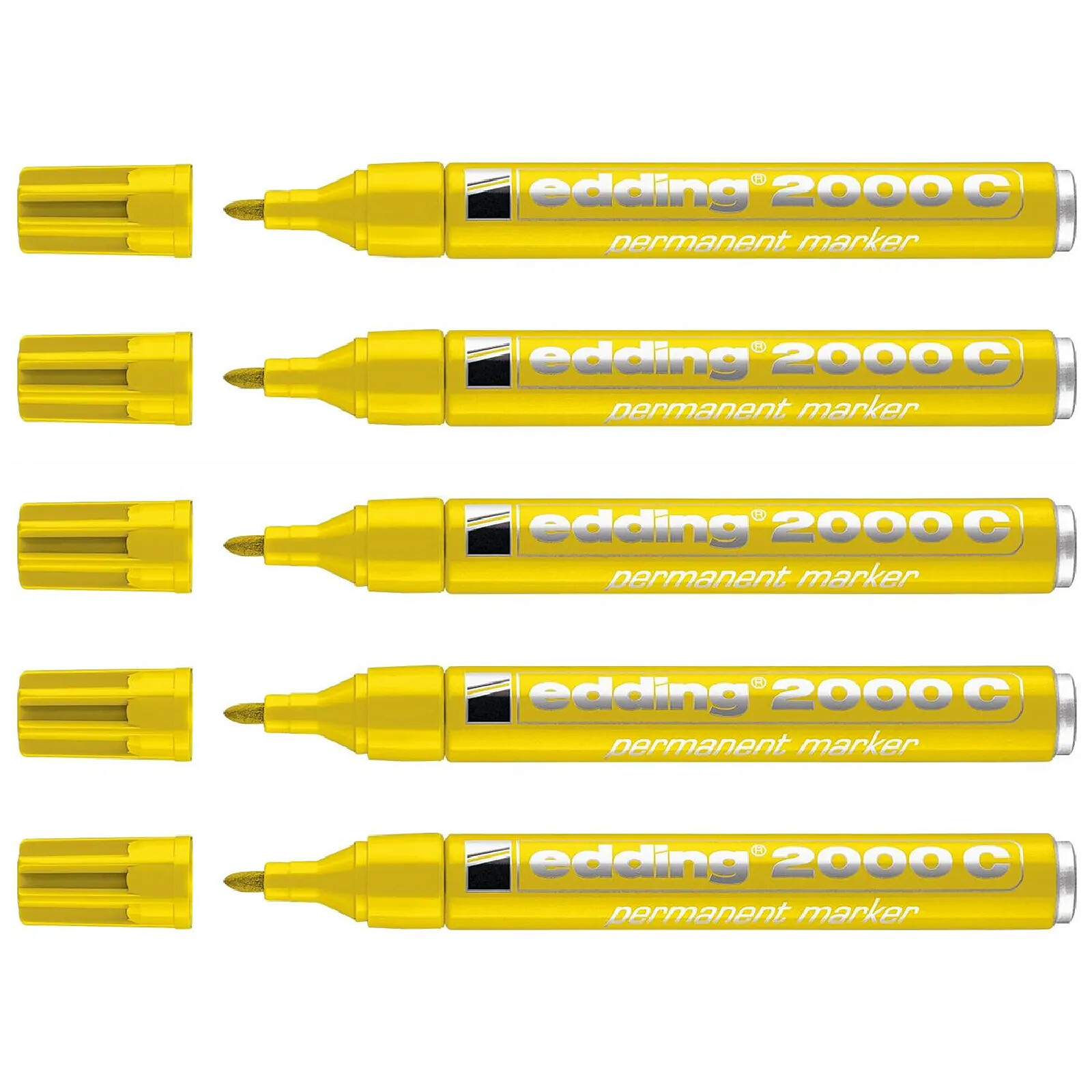 EDDING Marqueur Permanent 2000C Corps Alu Jaune Pointe Ronde 1,5-3 mm x 5