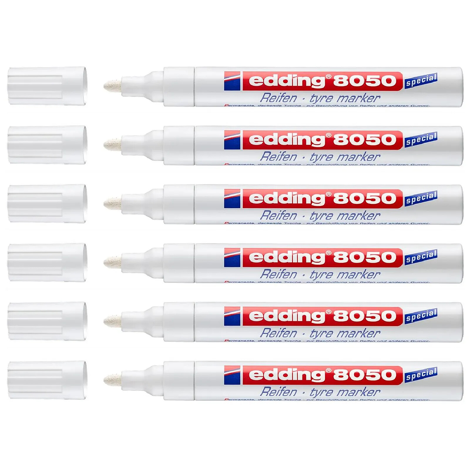 EDDING Marqueur Spécial Pneu Caoutchouc 8050 Blanc Pointe Ronde 2-4 mm x 6